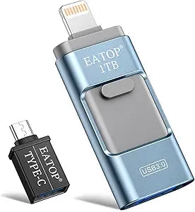 1TB USB 3.0 Flash Drive for iPhone iPad - Light Blue Storage