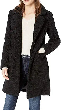 French Connection Women's Faux Shearling Teddy Lapel Midi Coat Review