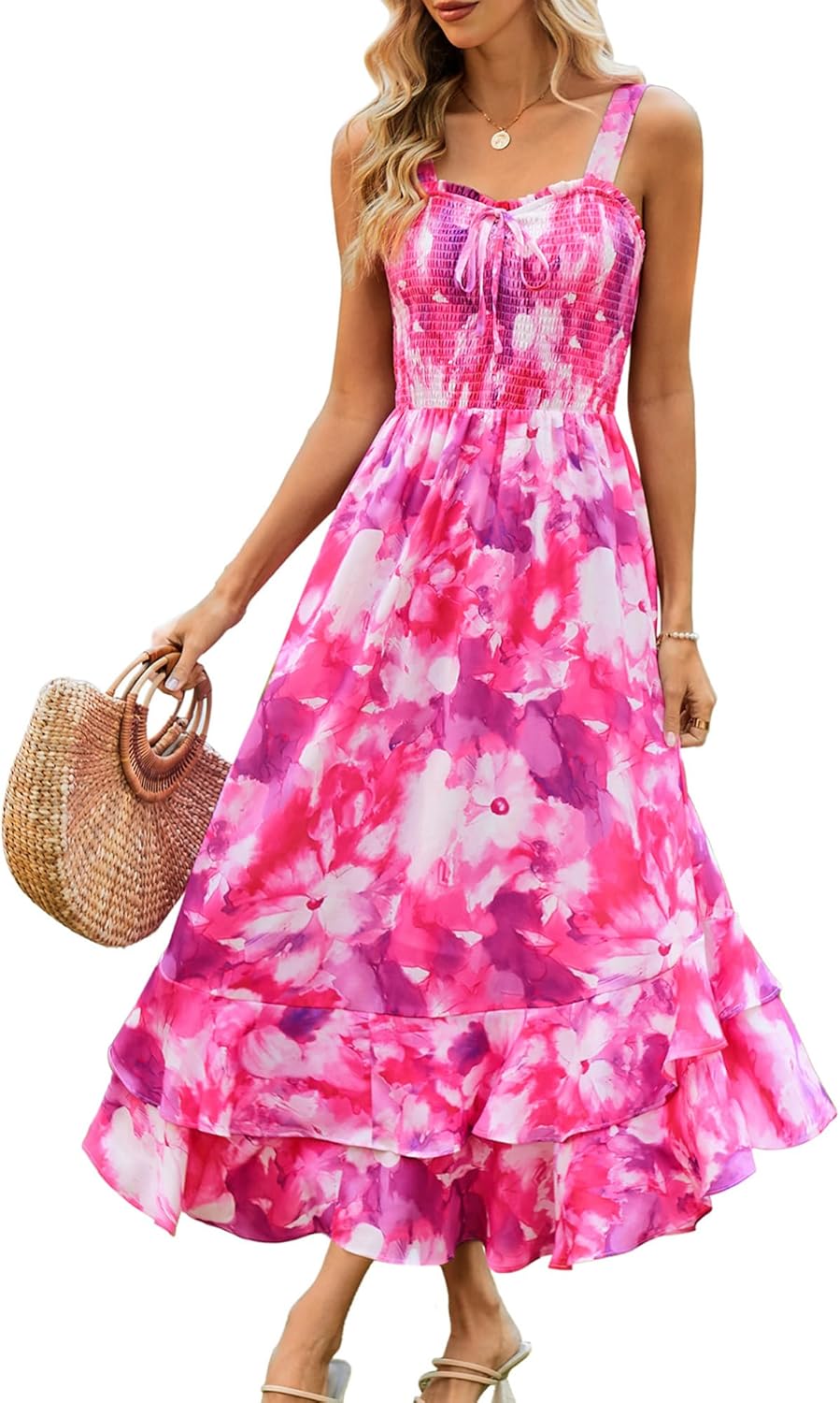 Floral Boho Dress for Women - Summer Maxi Sundress Style