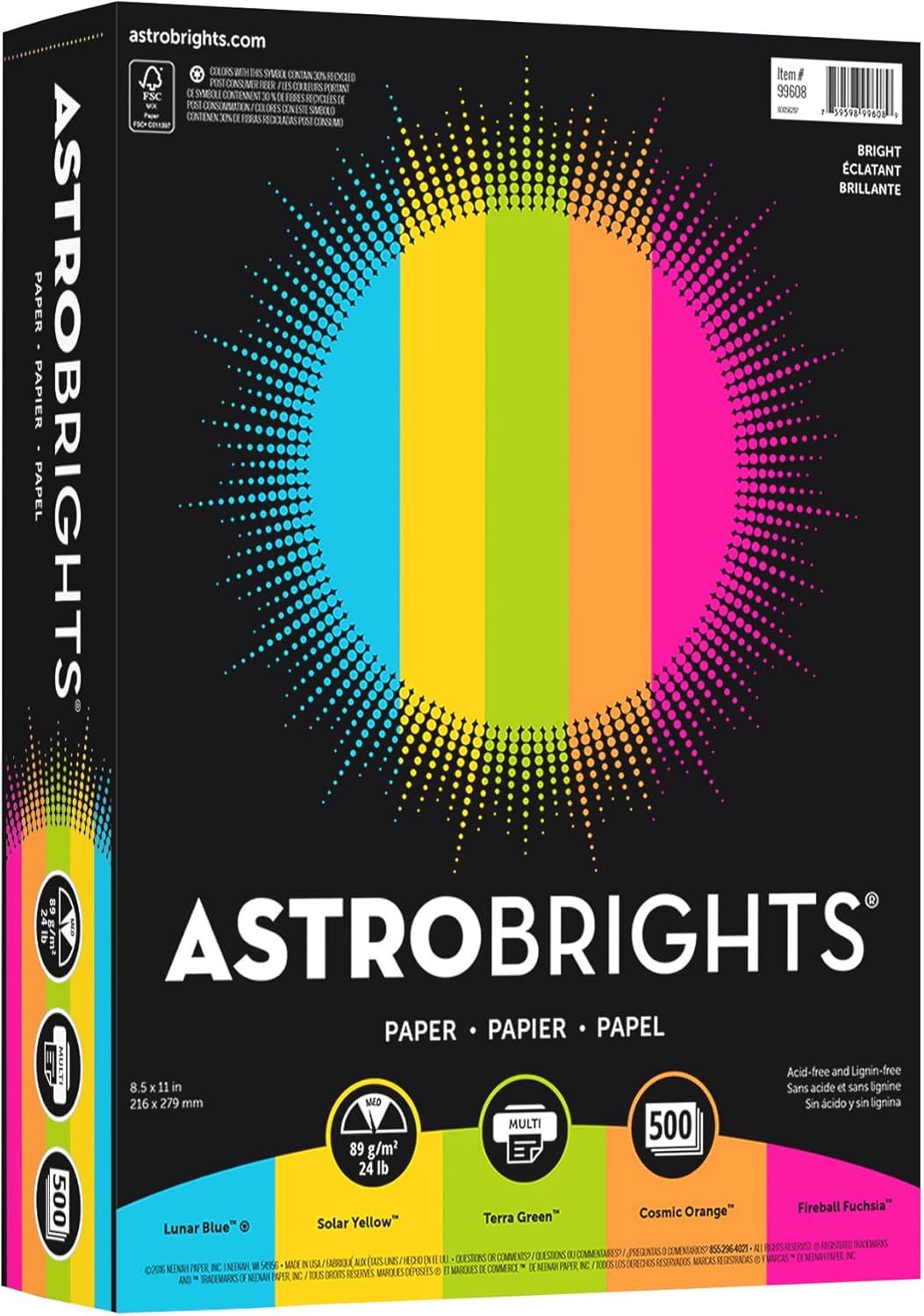 Vibrant Astrobrights Letter Paper - 24 lb, 500 Sheets