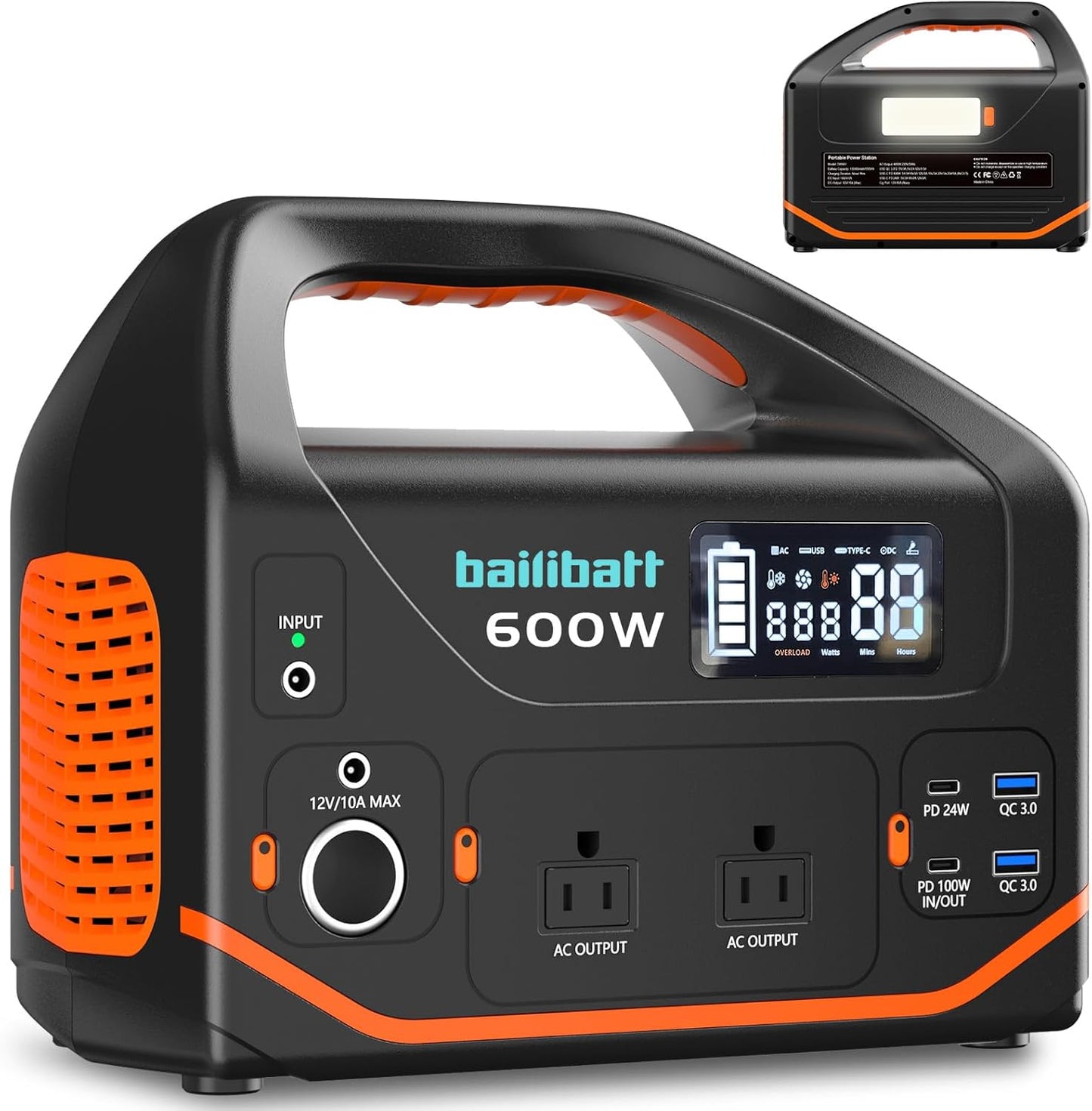 bailibatt Portable Power Station: 600W Quiet Backup