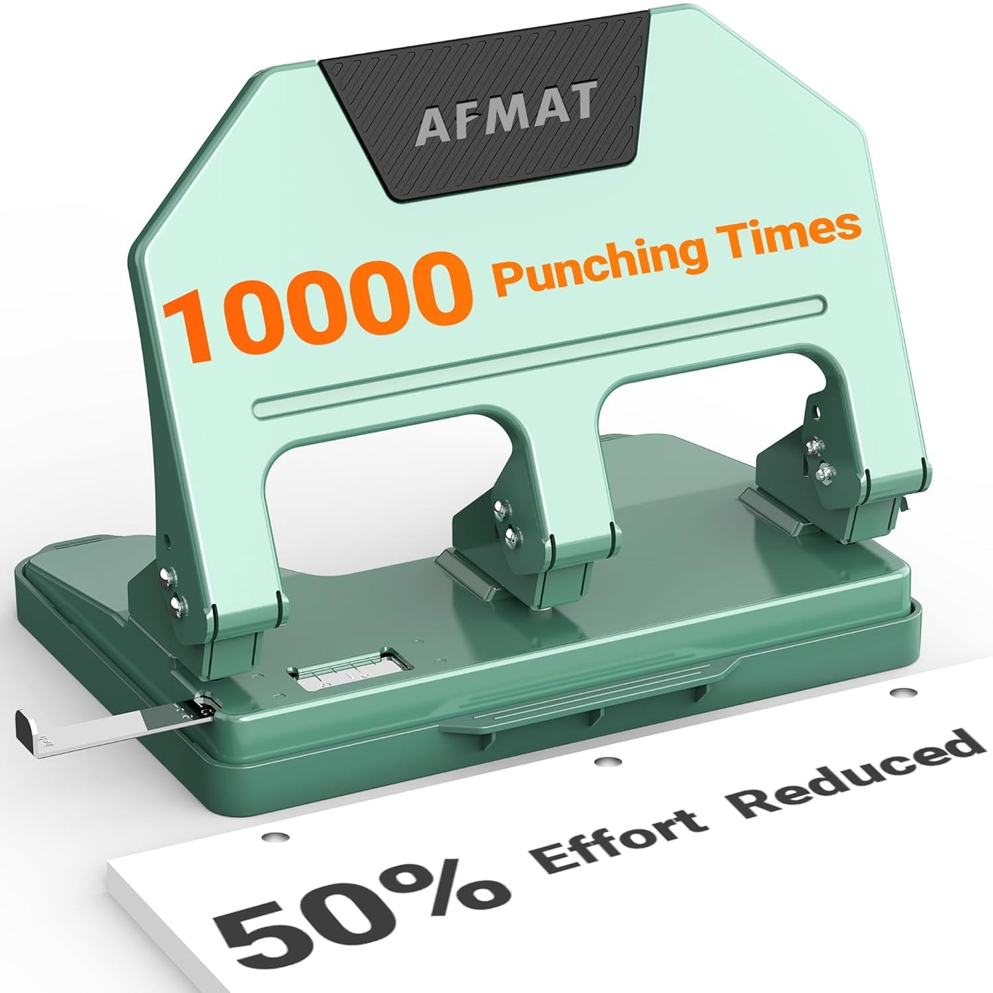 AFMAT 3 Hole Punch Heavy Duty for 40 Sheets with Metal Guide