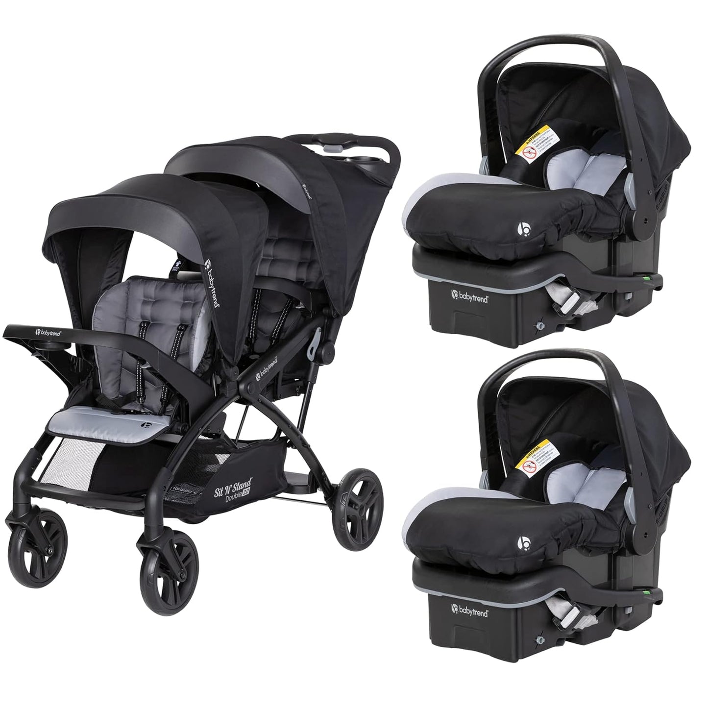Ultimate Twin Travel System: Baby Trend Double Stroller with 2 EZ-Lift Infant Car Seats