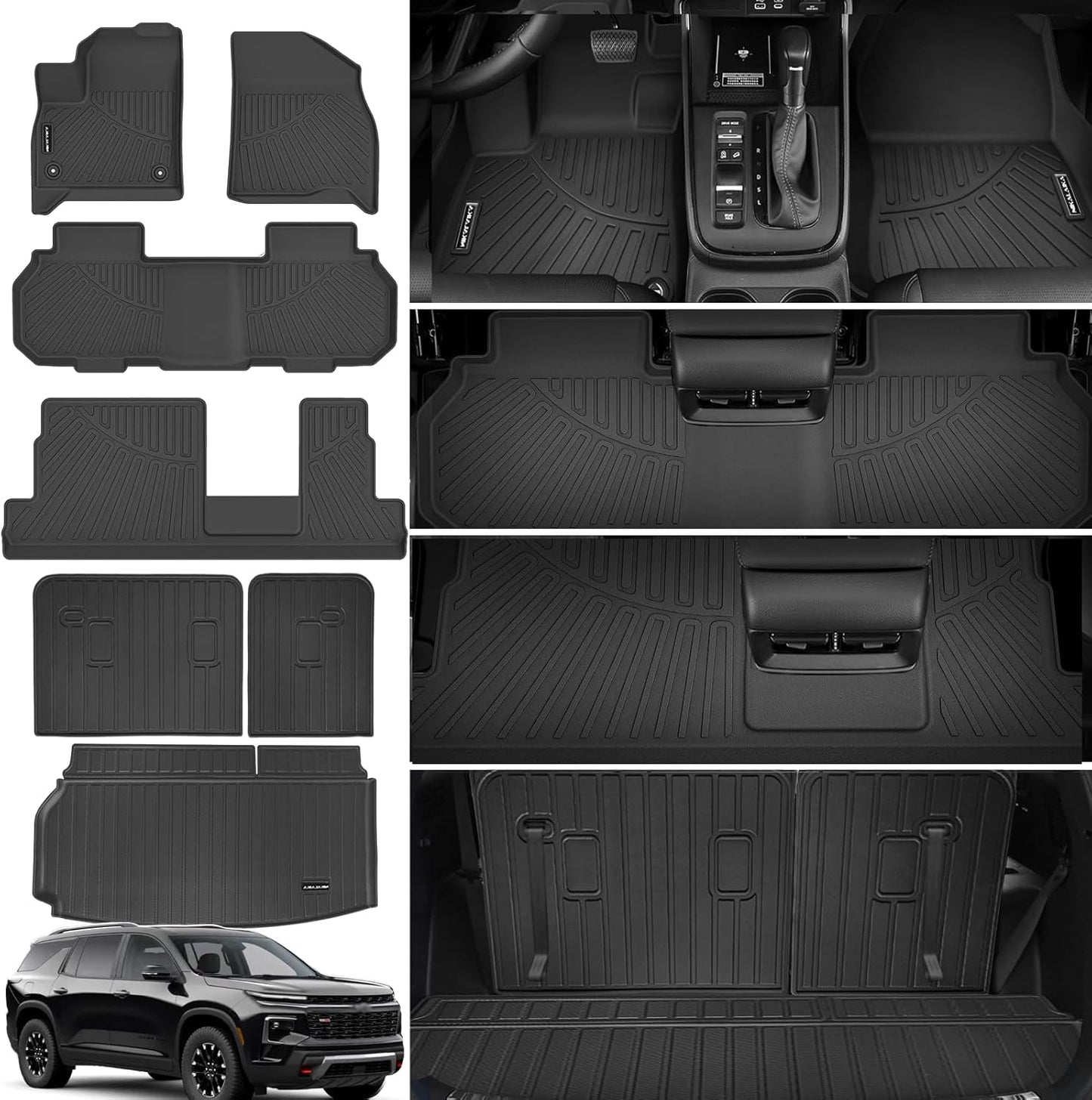 All-Weather Floor Mats for 2024 2025 Chevrolet Traverse 8 Seats
