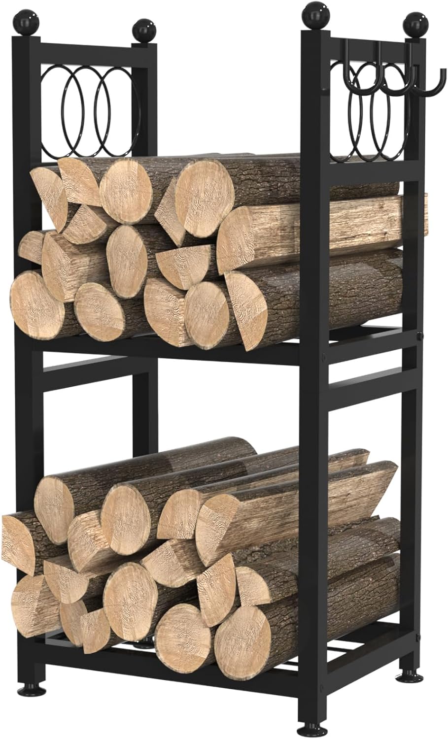 Firewood Rack for Indoor Outdoor Use, Heavy Duty 2-Tier Holder