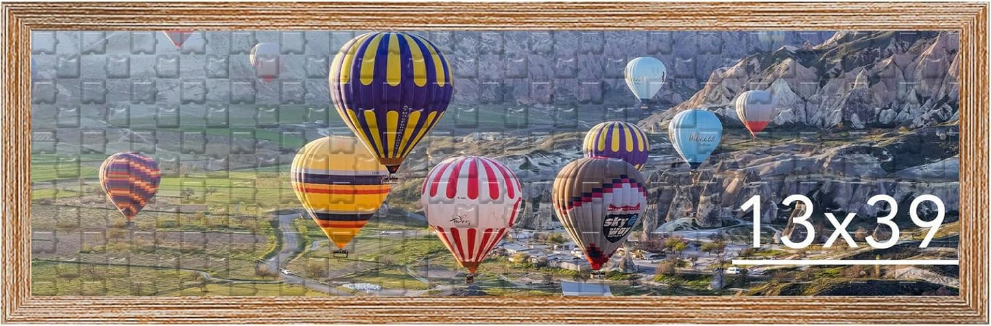 13x39 Picture Frame for Puzzles and Photos in Rustic Brown