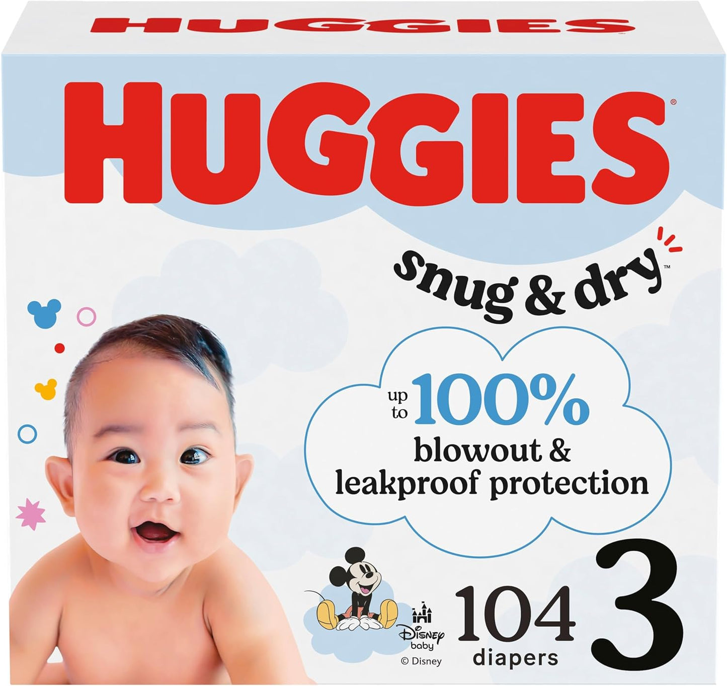 Huggies Size 3 Diapers, 104 Count, Snug & Dry Protection
