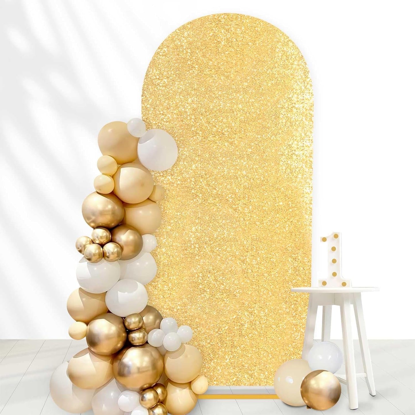 Chiara 7.2FT Arch Backdrop Gold Sequin Fabric for Parties