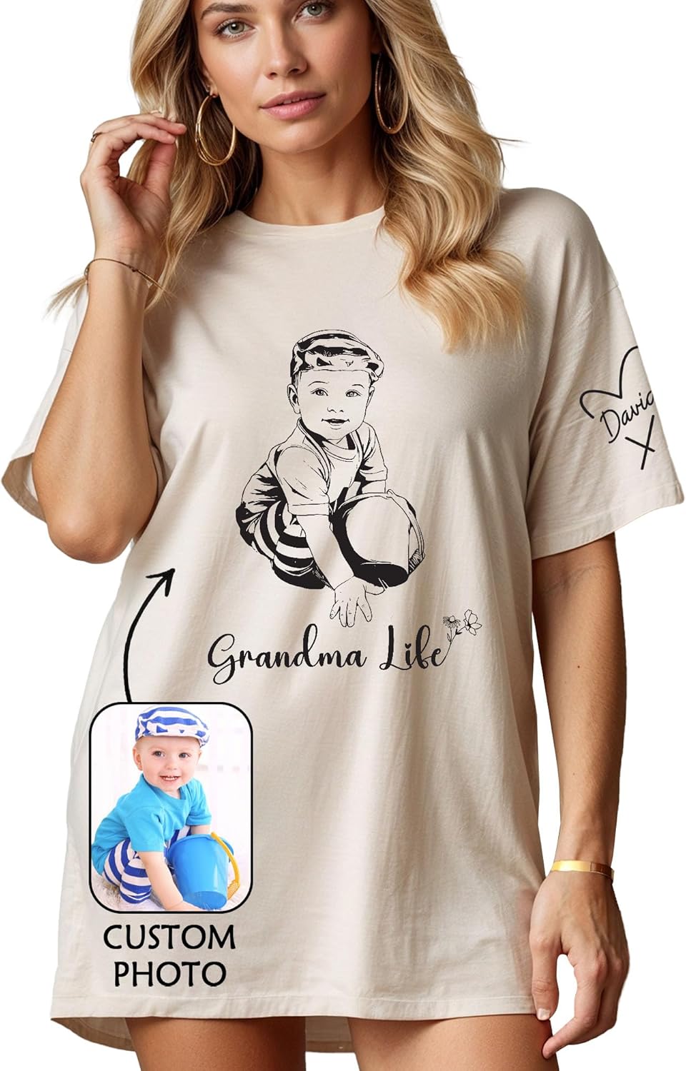 Custom Photo Grandma Tee - Cherish Your Loved Ones