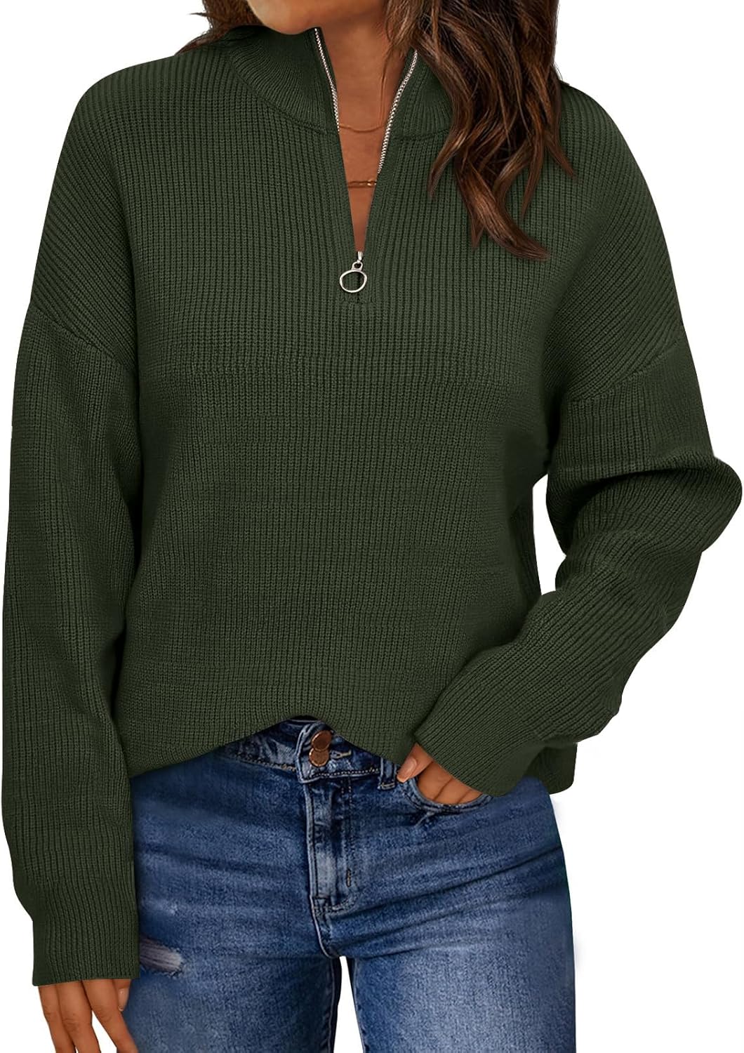 LILLUSORY Women's Quarter Zip Striped Oversized Sweater Review