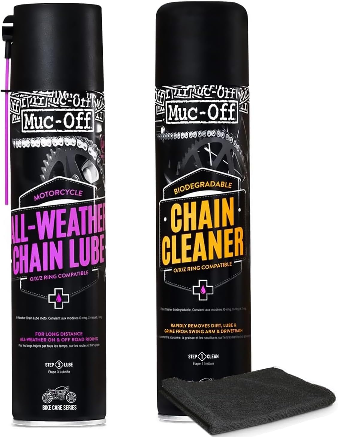 Muc-Off Motorcycle Chain Cleaner & All-Weather Lube Bundle