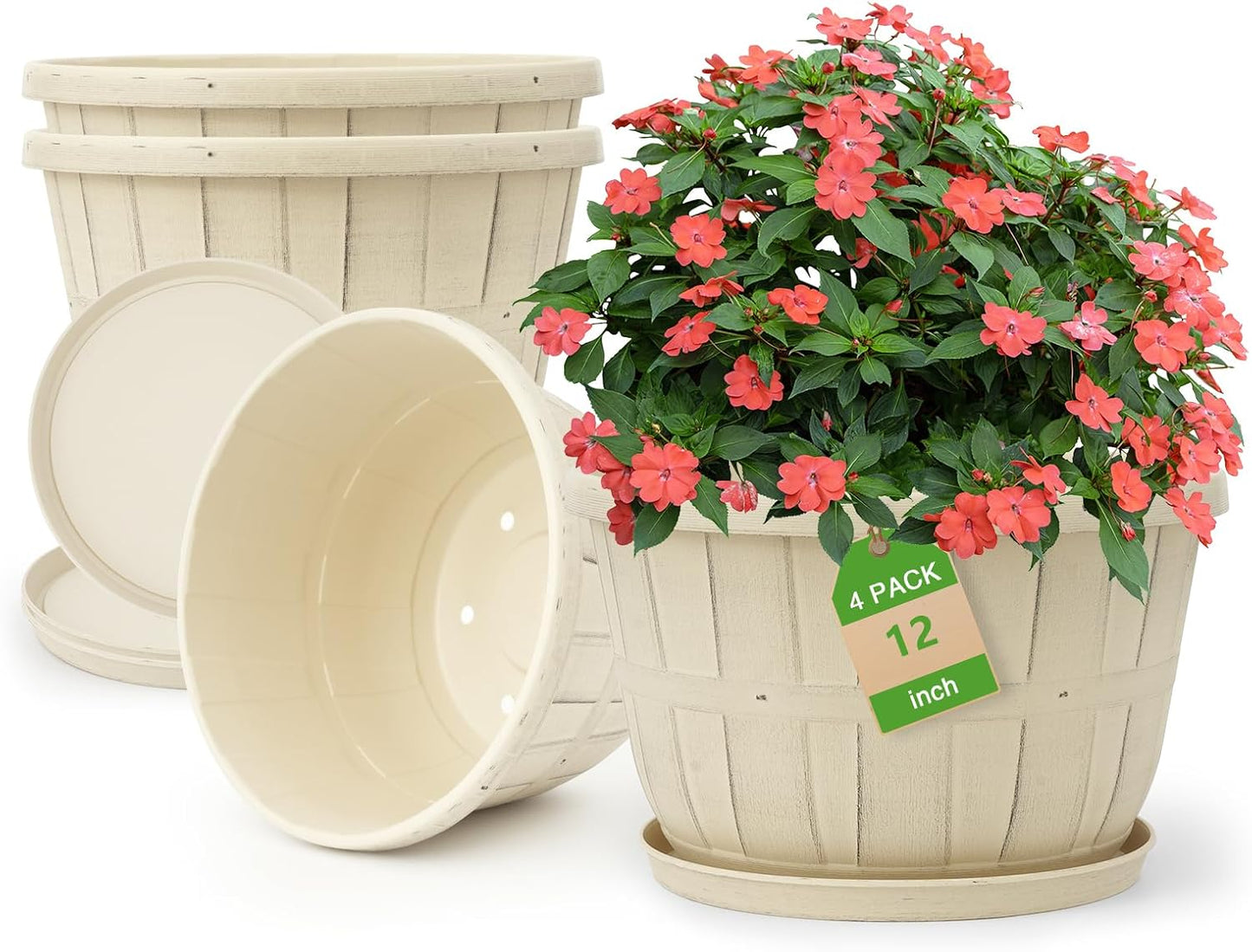 Quarut 12 Inch Large Planter Pot for Indoor Outdoor Plants