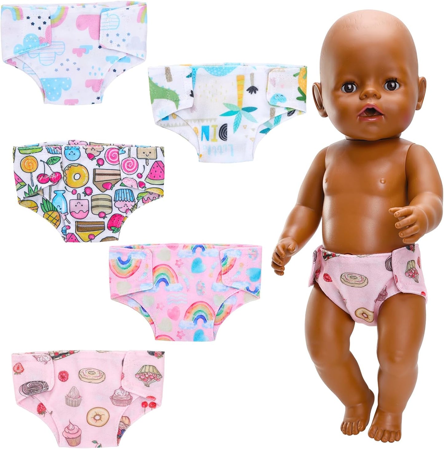 Colorful Reusable Doll Diapers Set for Baby Dolls