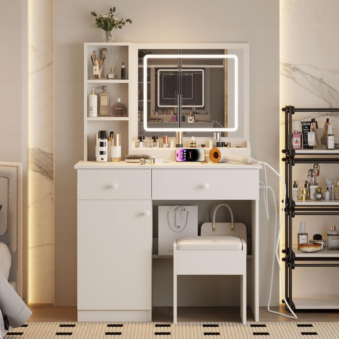 Runboll Vanity Desk: Organized Beauty Haven