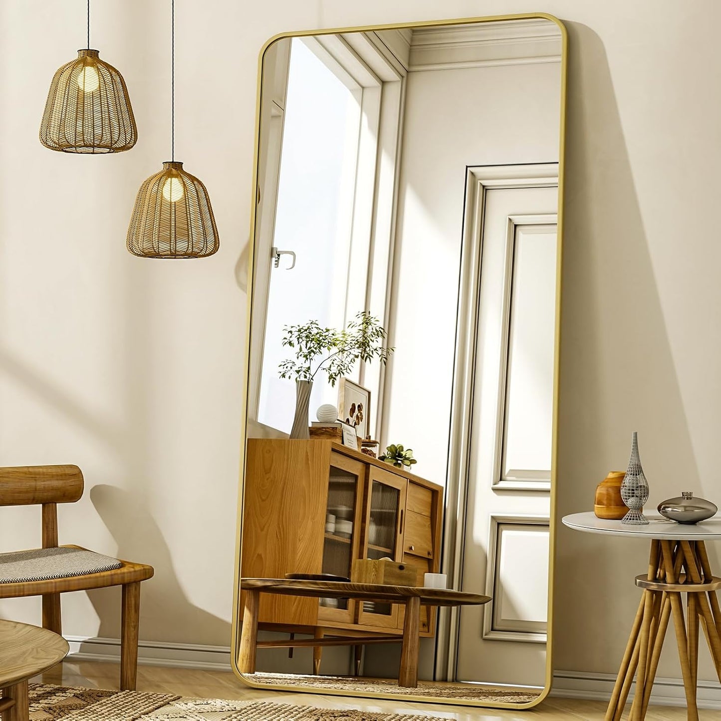 76x34 Full Length Mirror with Rounded Corners for Any Room