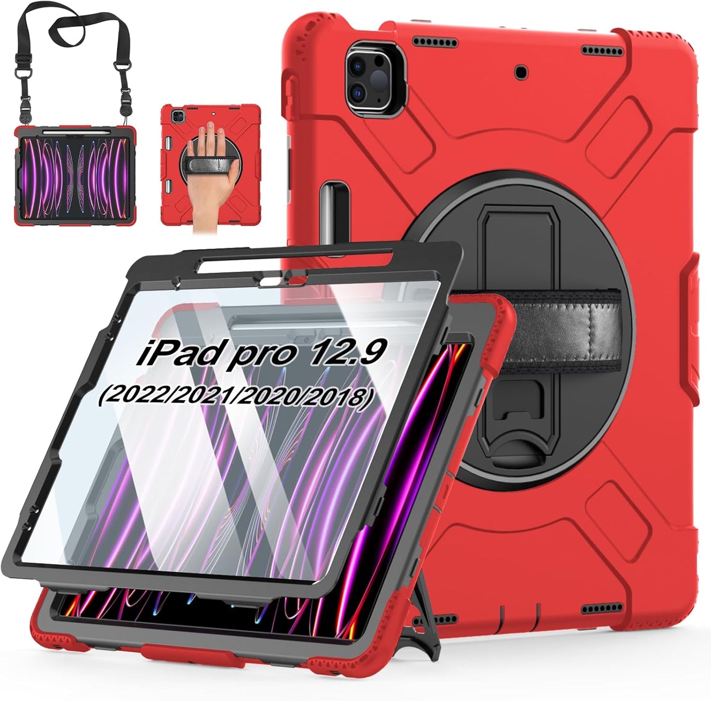 Durable Case for iPad Pro 12.9 with Screen Protector and Stand