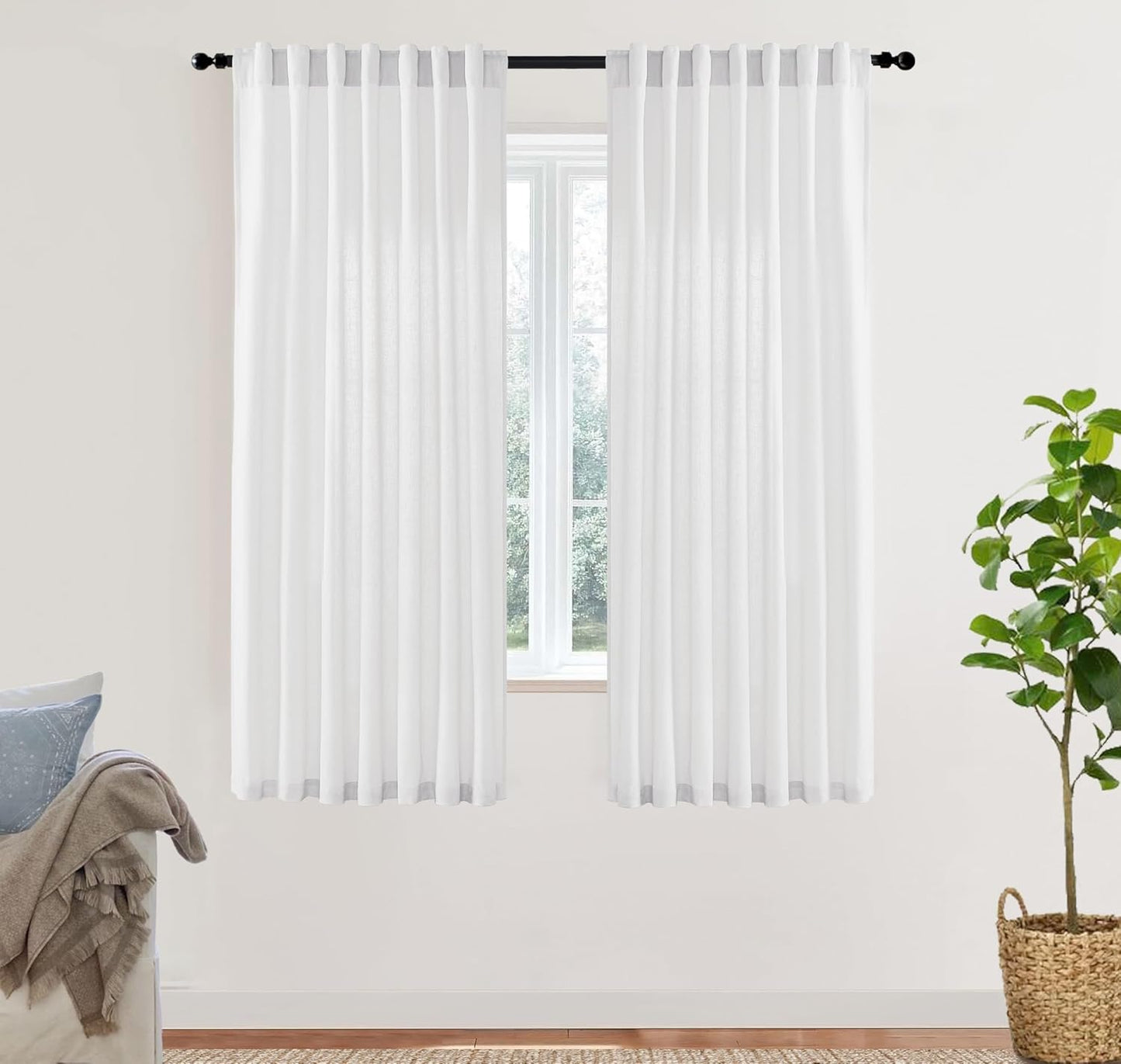 Light & Airy White Sheer Curtains - 63 Length