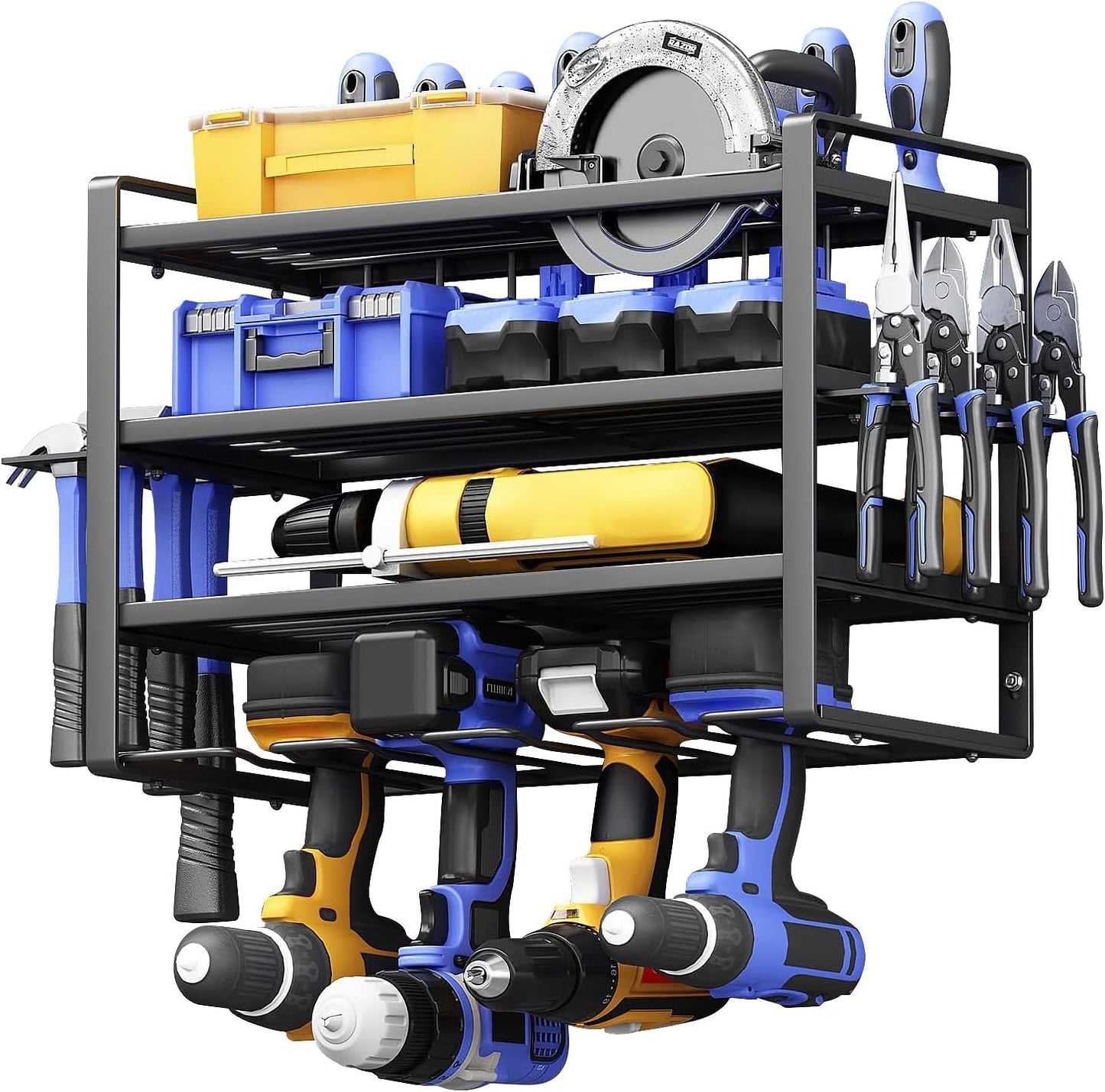 TRUELAND Heavy-Duty 4-Layer Power Tool Organizer - Maximize Garage Efficiency!