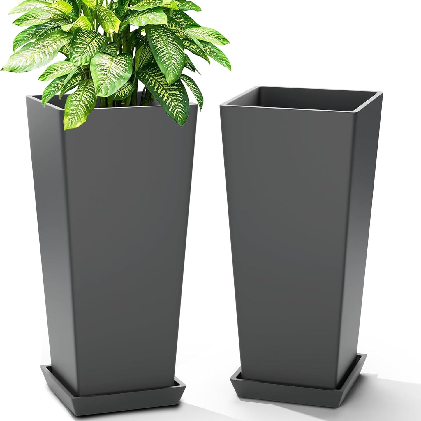 Tall Planters for Outdoor Plants - 24 Inch Large Tapered Pots