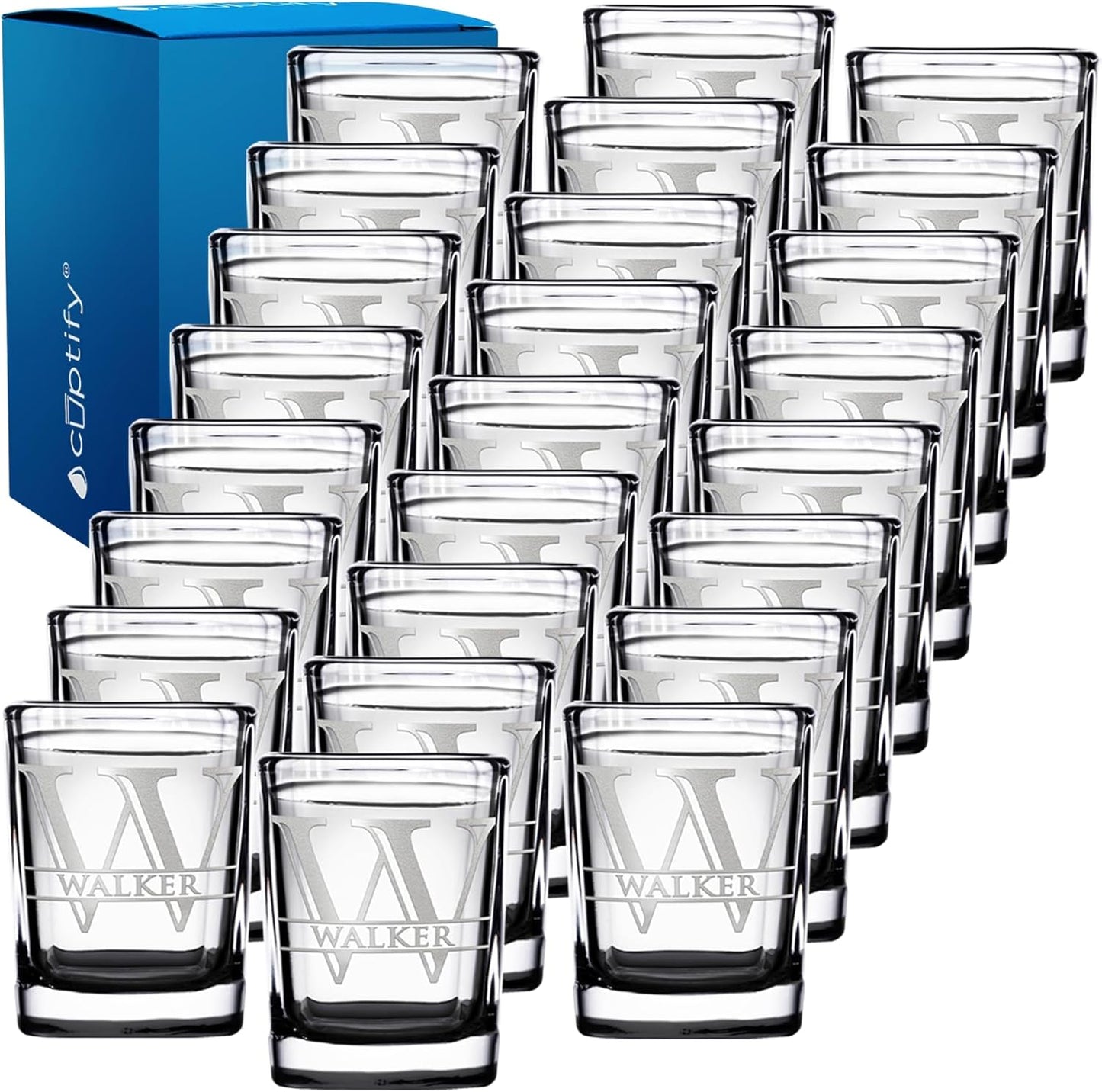 Personalized Square Shot Glasses Set of 25 for Any Occasion