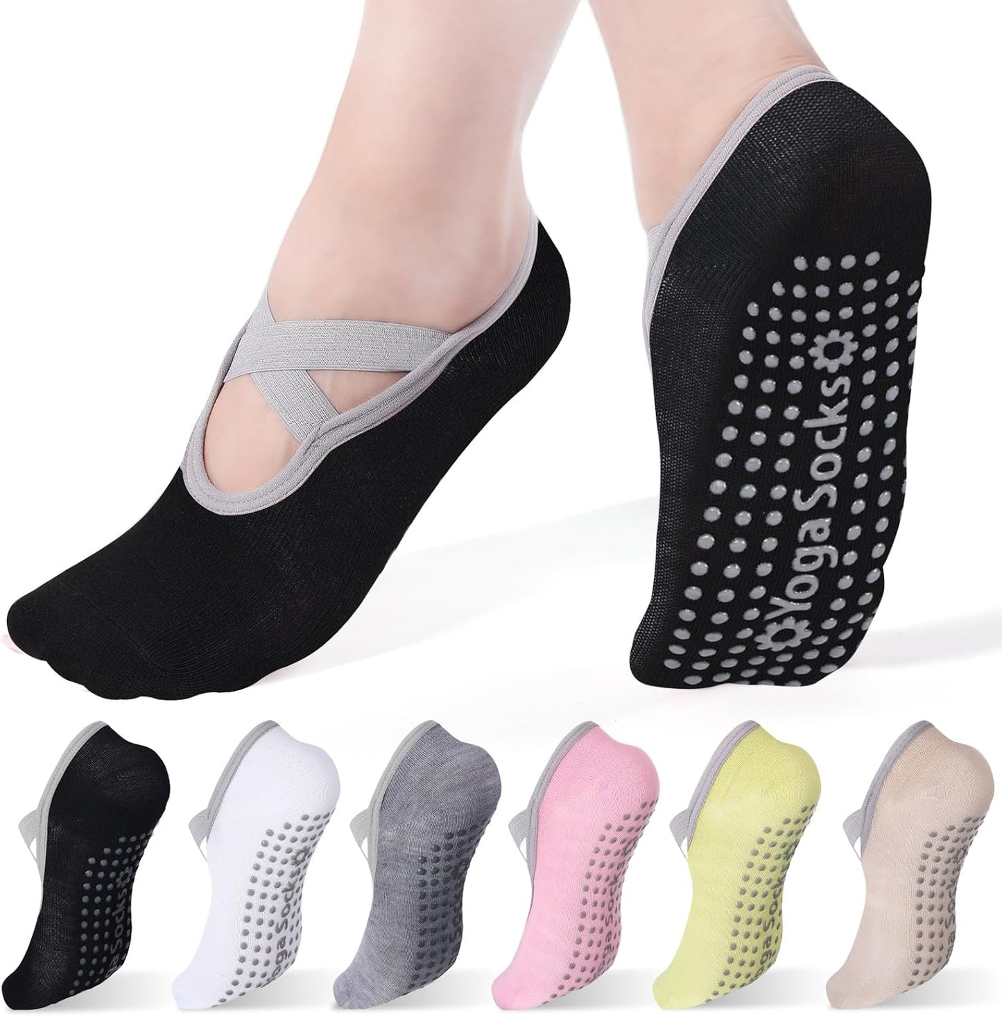 Non-Slip Grip Pilates Socks Set