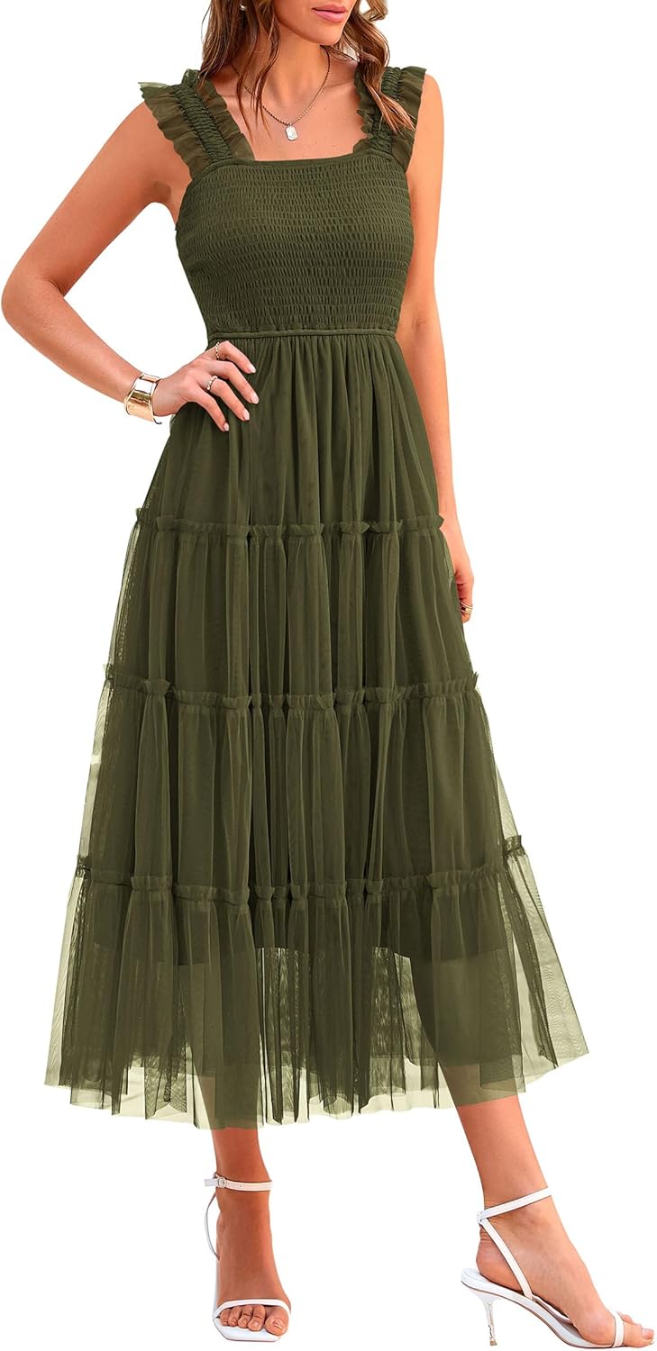 PRETTYGARDEN Women's Summer Tulle Midi Dress for Any Occasion