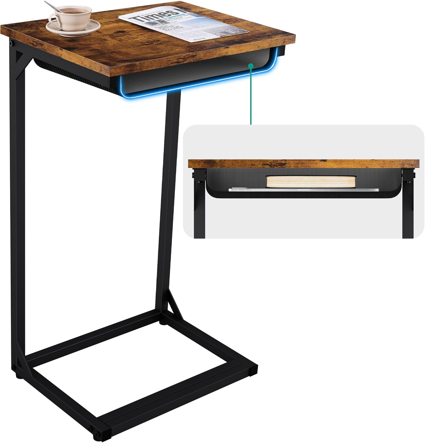 Modern C-Shape End Table: Space-Saving Chic