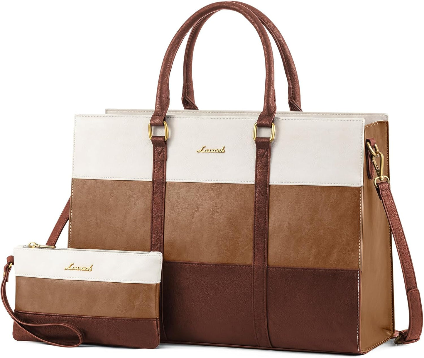 LOVEVOOK Laptop Bag for Women - Stylish Vintage Leather Tote