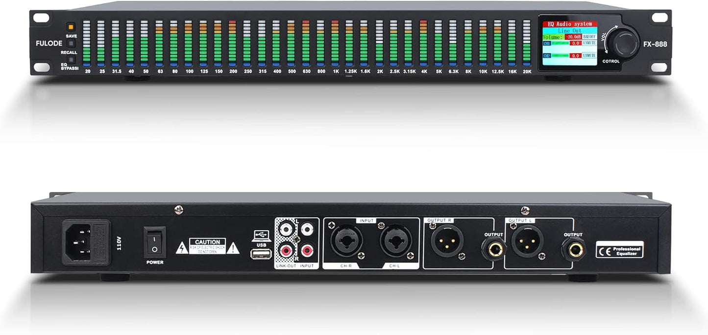 FX-888 Dual Channel 31-Band Digital Equalizer for Audio Control