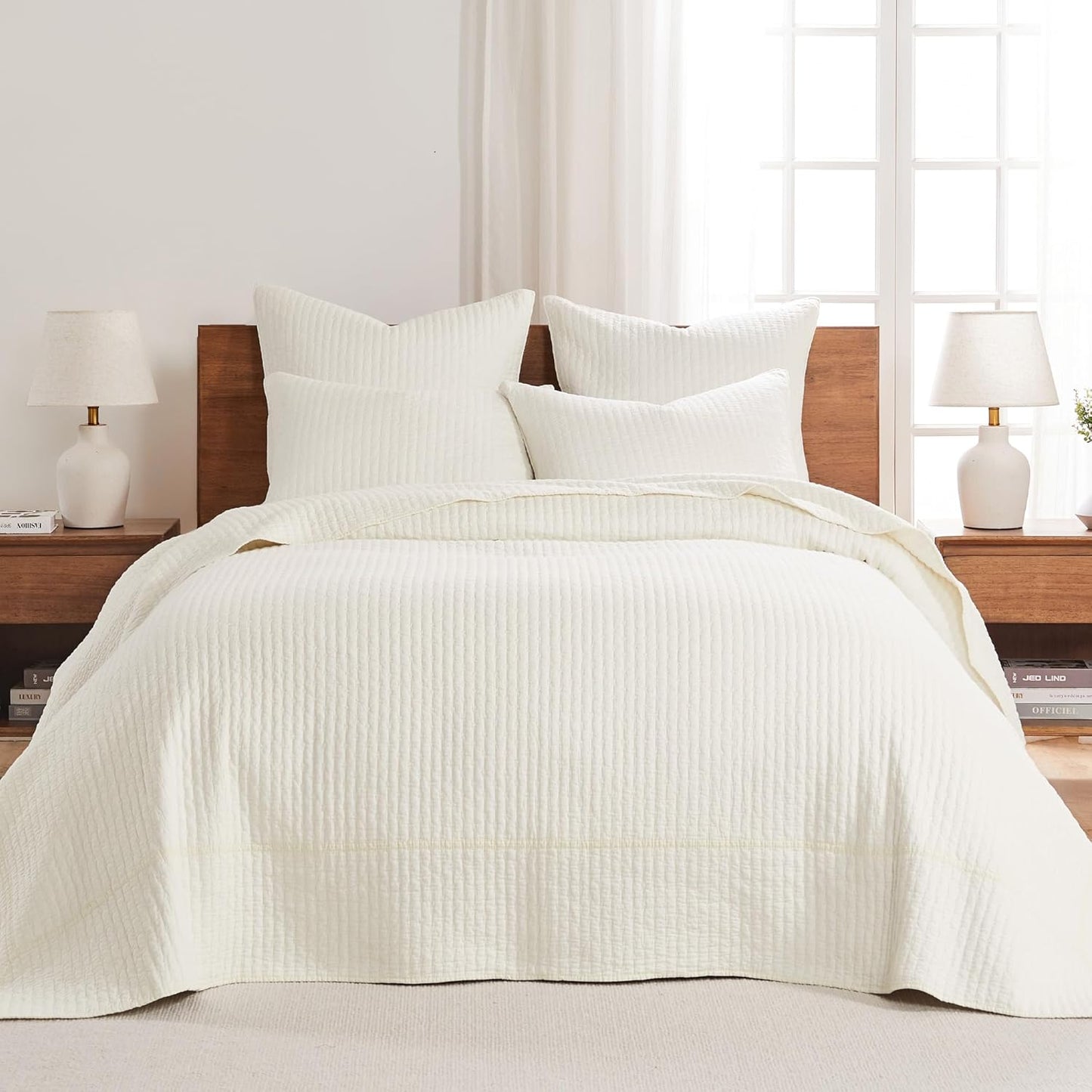 Levtex Home Cross Stitch Queen Bedspread Set for Elegant Bedrooms