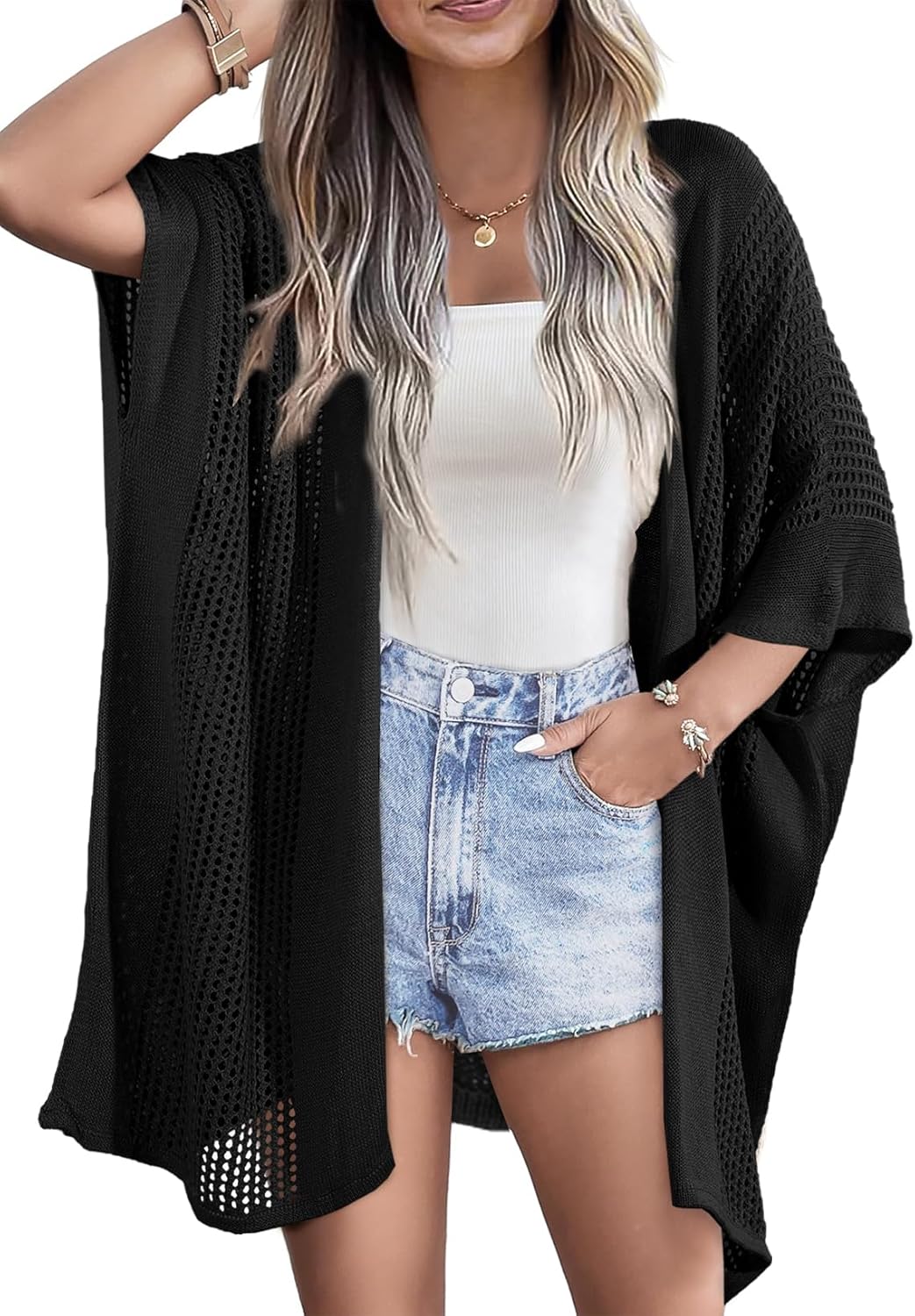 SHEWIN Cardigan Sweaters for Women - Lightweight Crochet Style