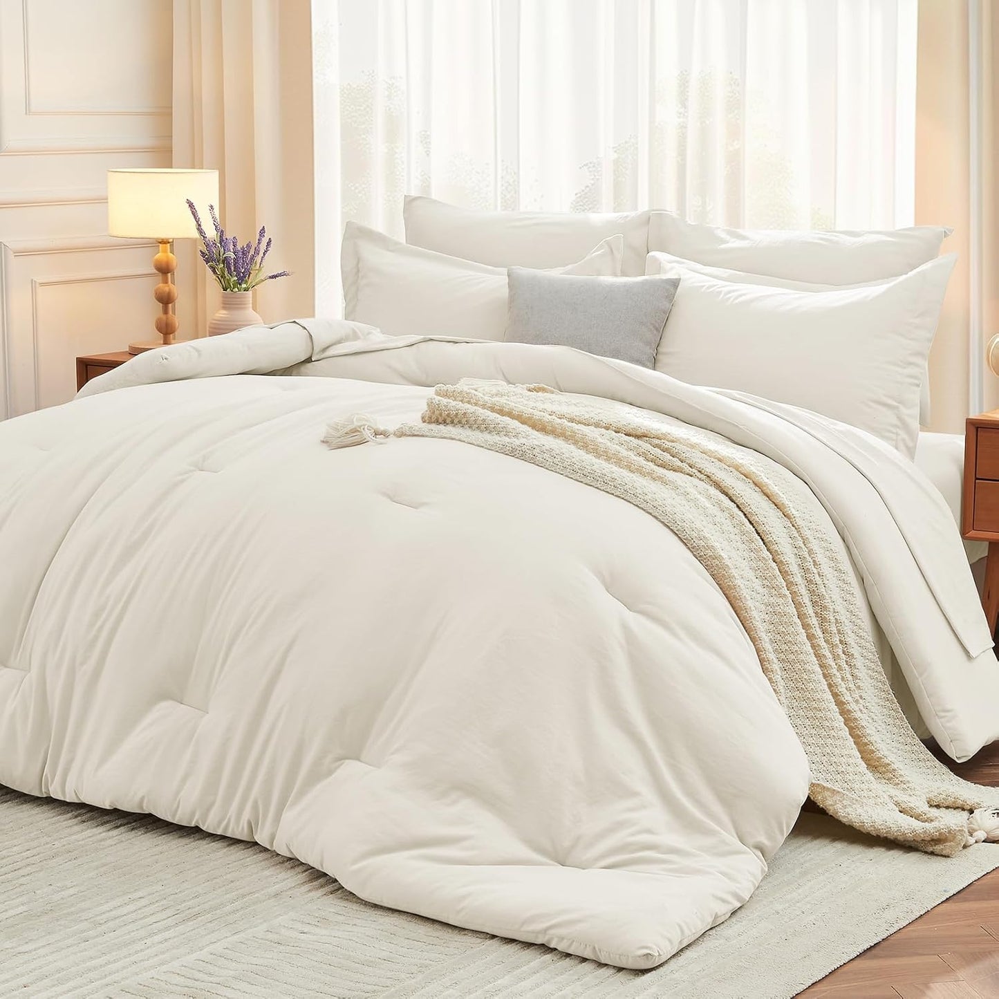 MUXHOMO 7 Pieces Full Comforter Set for Ultimate Comfort