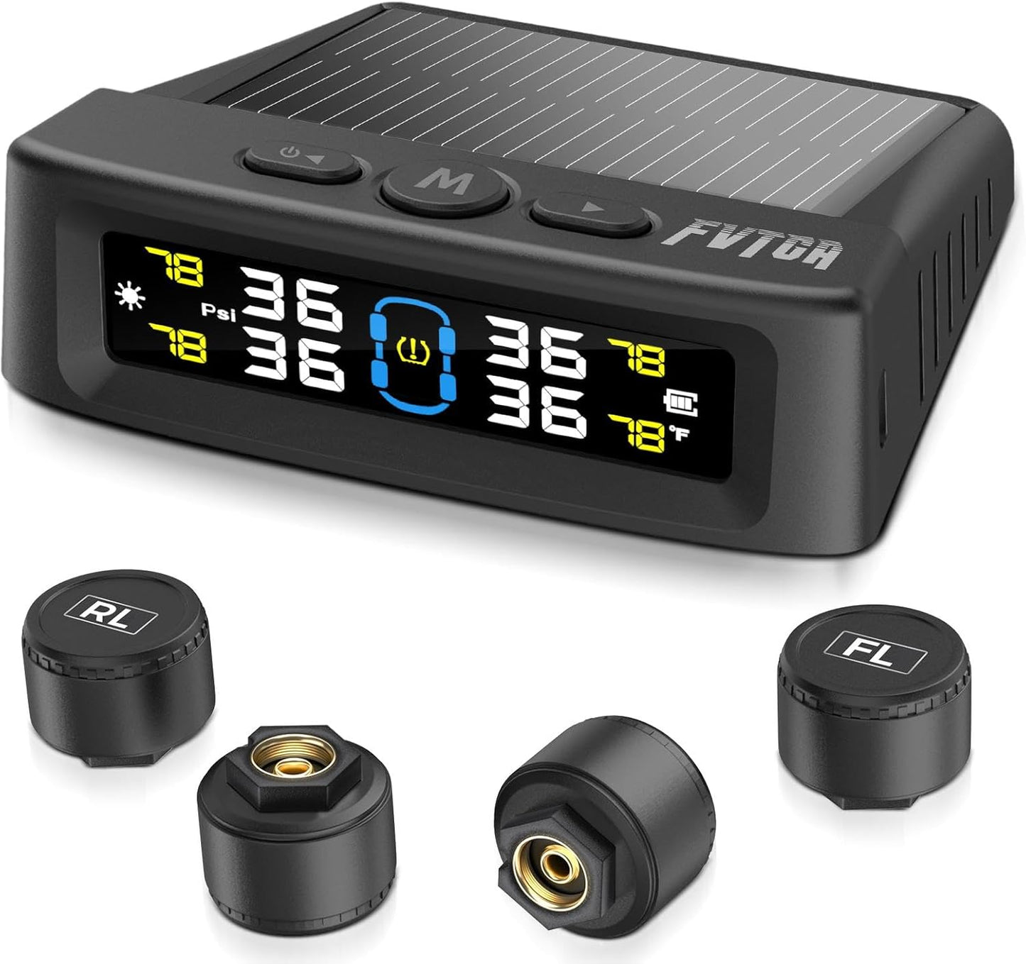 Tire Pressure Monitoring System with Solar and USB Charger