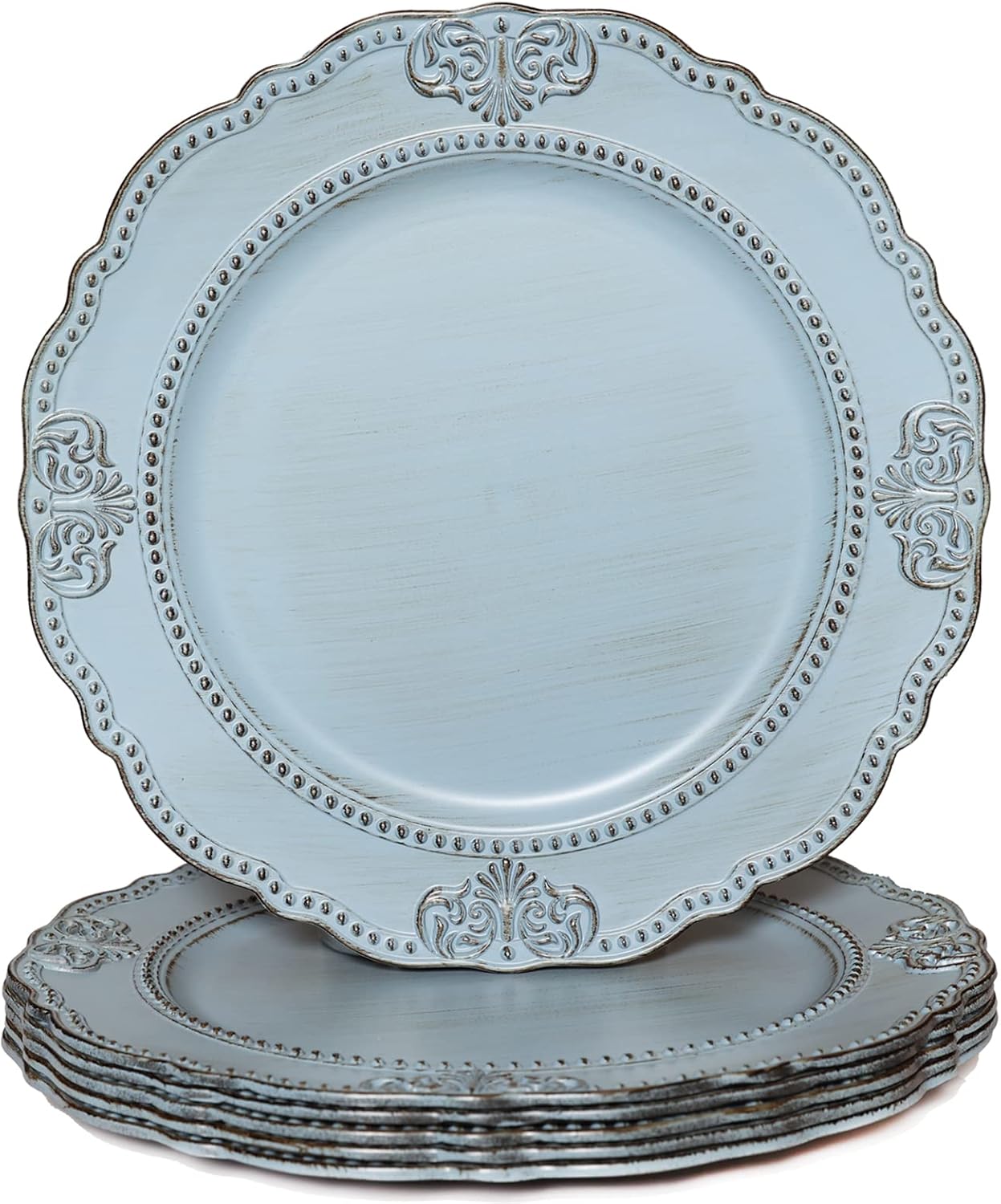 Spsyrine Antique Blue Charger Plates Set of 6 for Elegant Dining