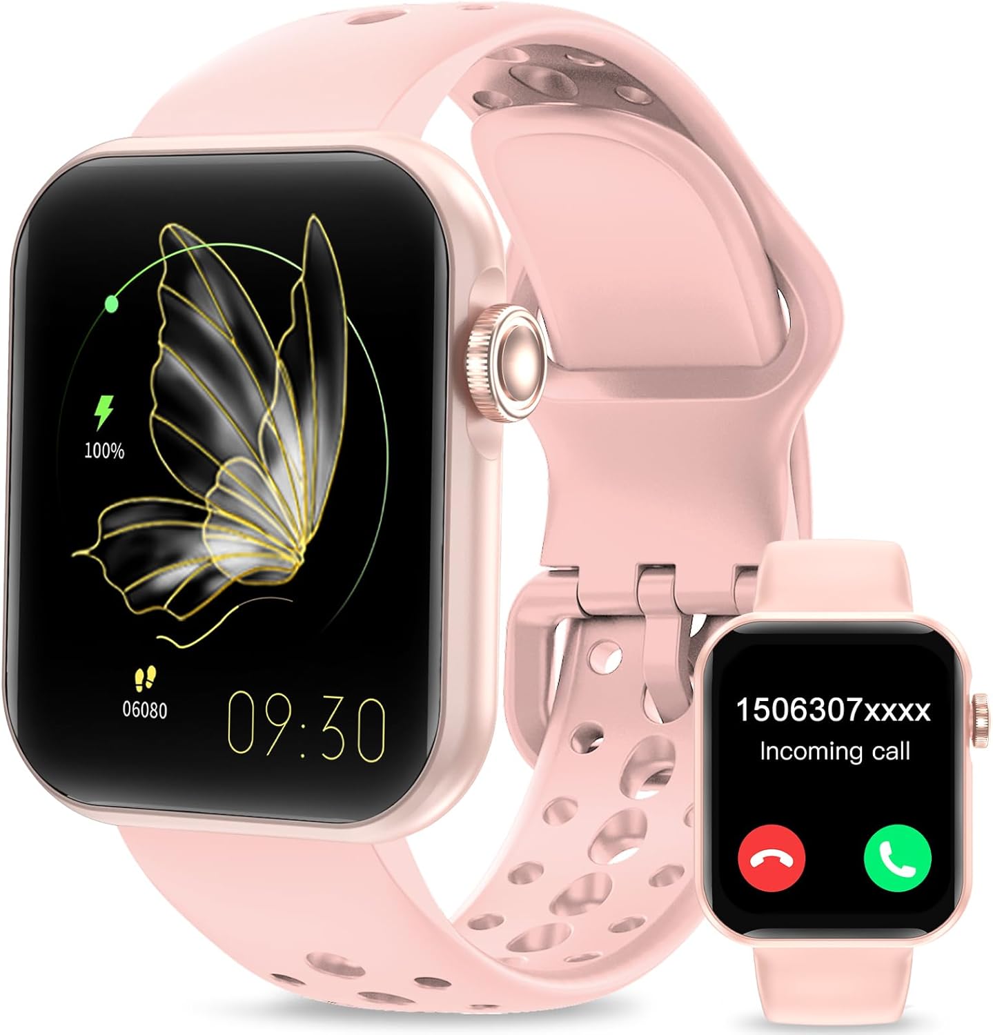 1.83 HD Fitness Tracker Smart Watch for Women, Heart Rate Monitor, IP67 Waterproof, Pink
