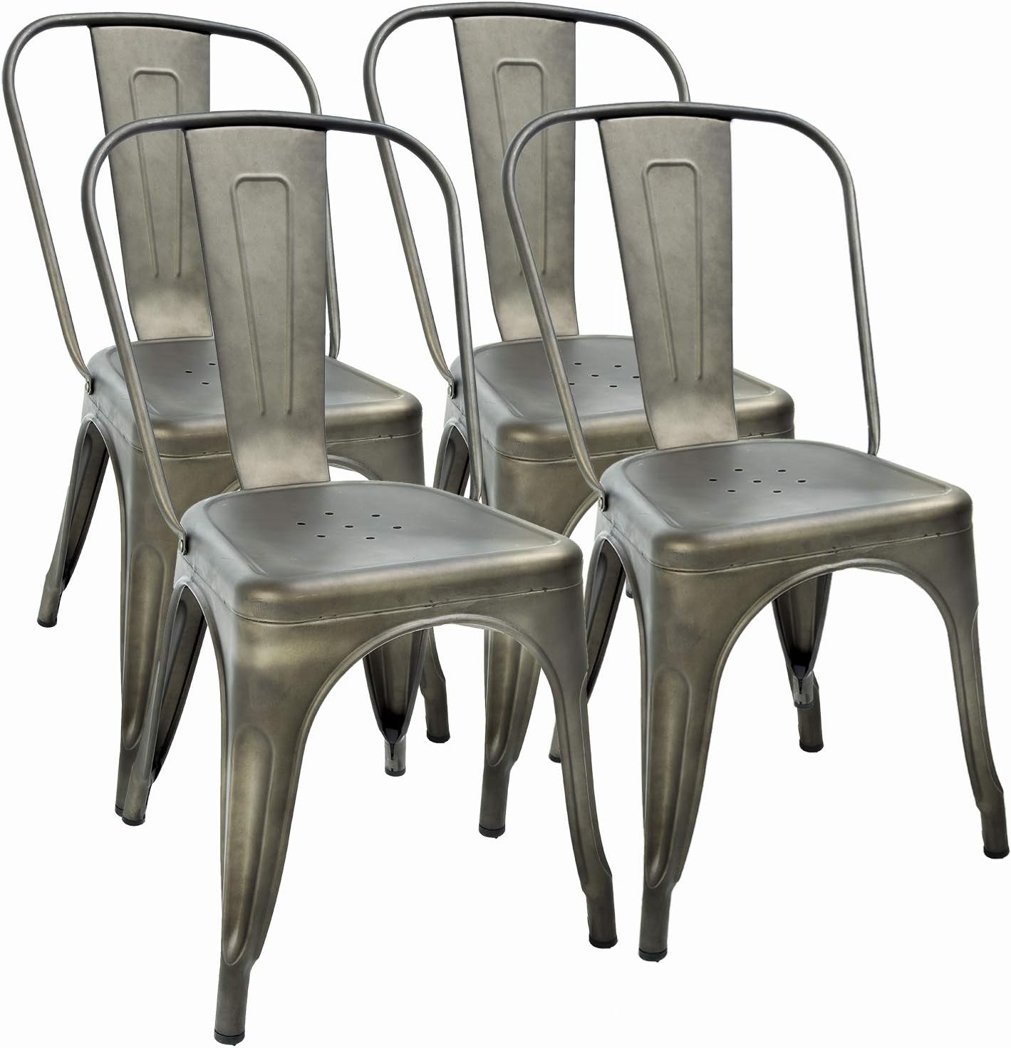 FDW Metal Dining Chairs Set of 4 Stackable for Home and Restaurant
