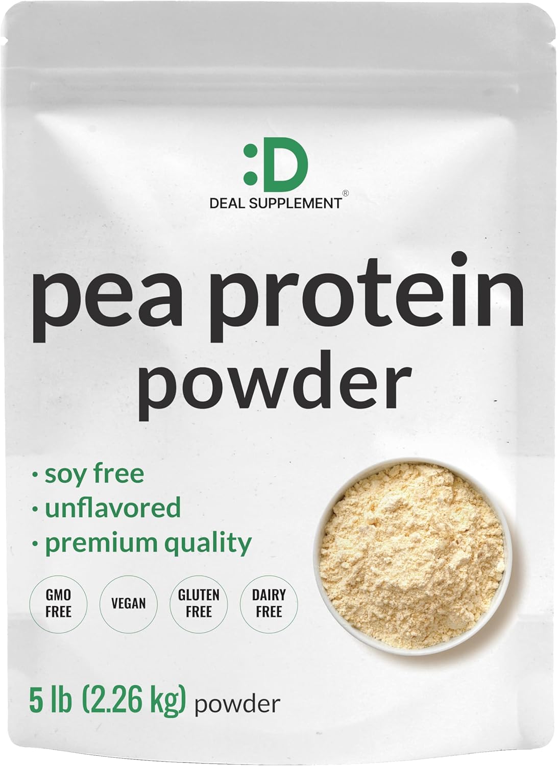 Unflavored Pea Protein Powder for Vegan Shakes and Snacks