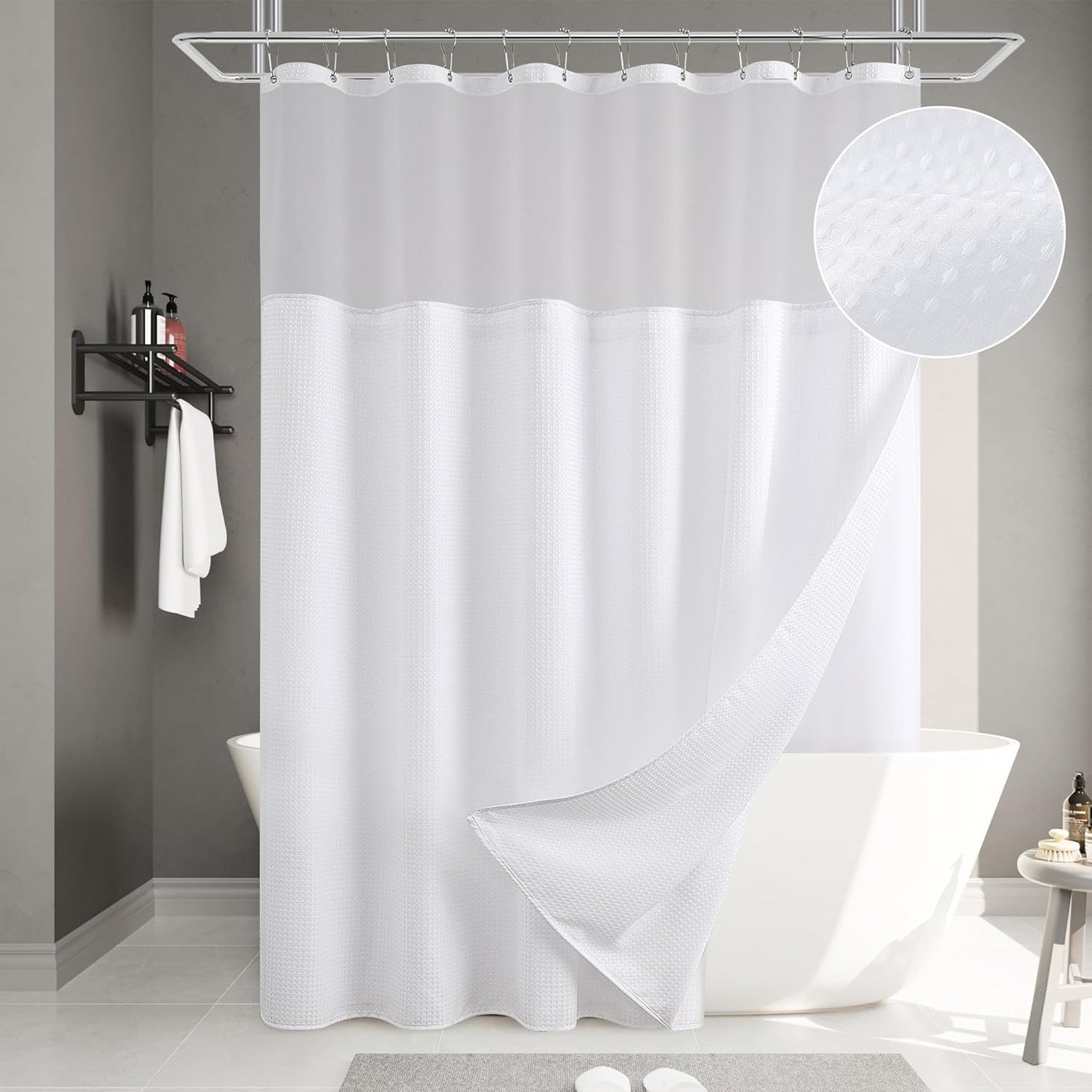 Naturoom Luxury Waffle Shower Curtain Set