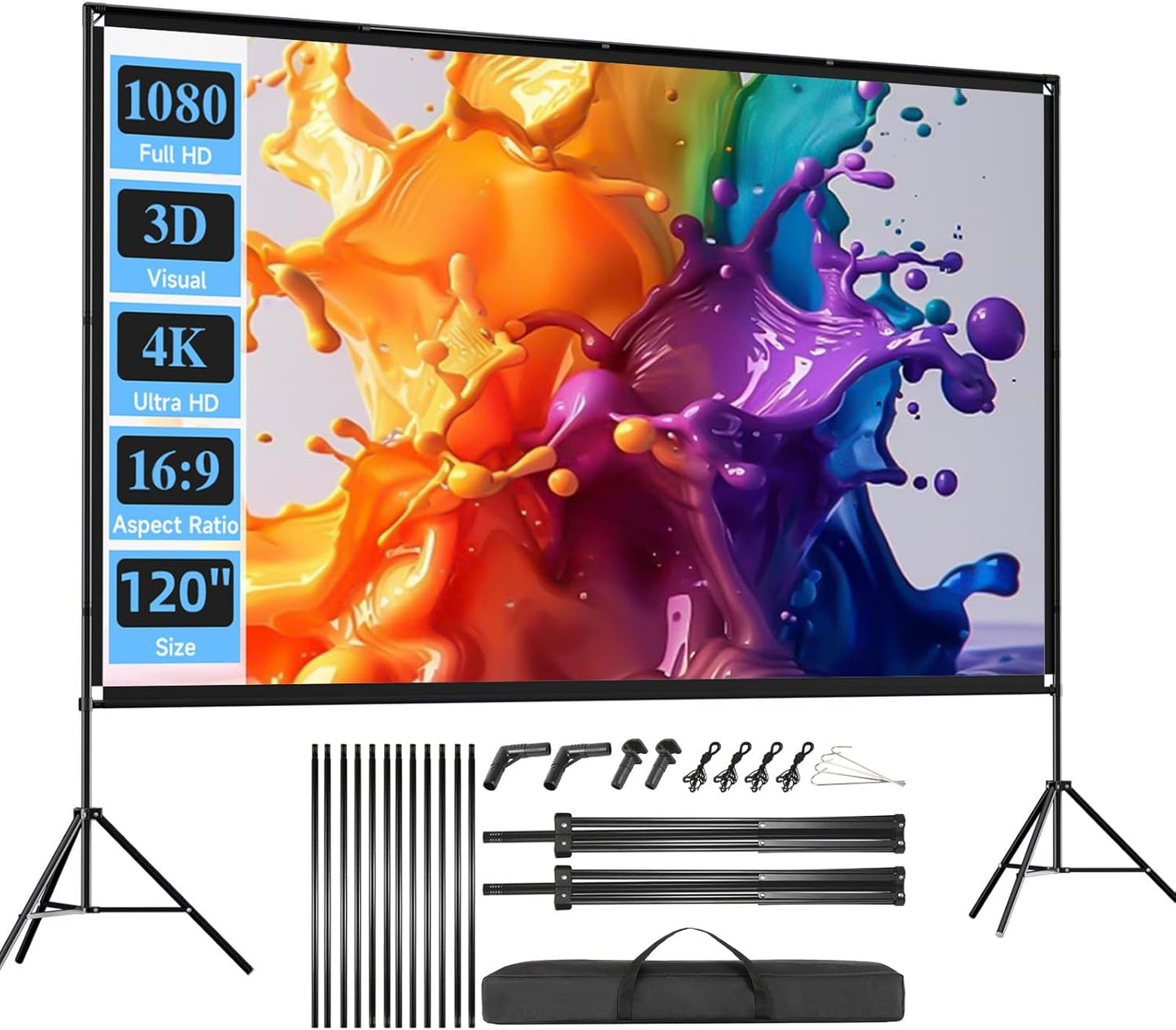 120 SCREENMAX Foldable HD Projector Screen - Movie Night Essential
