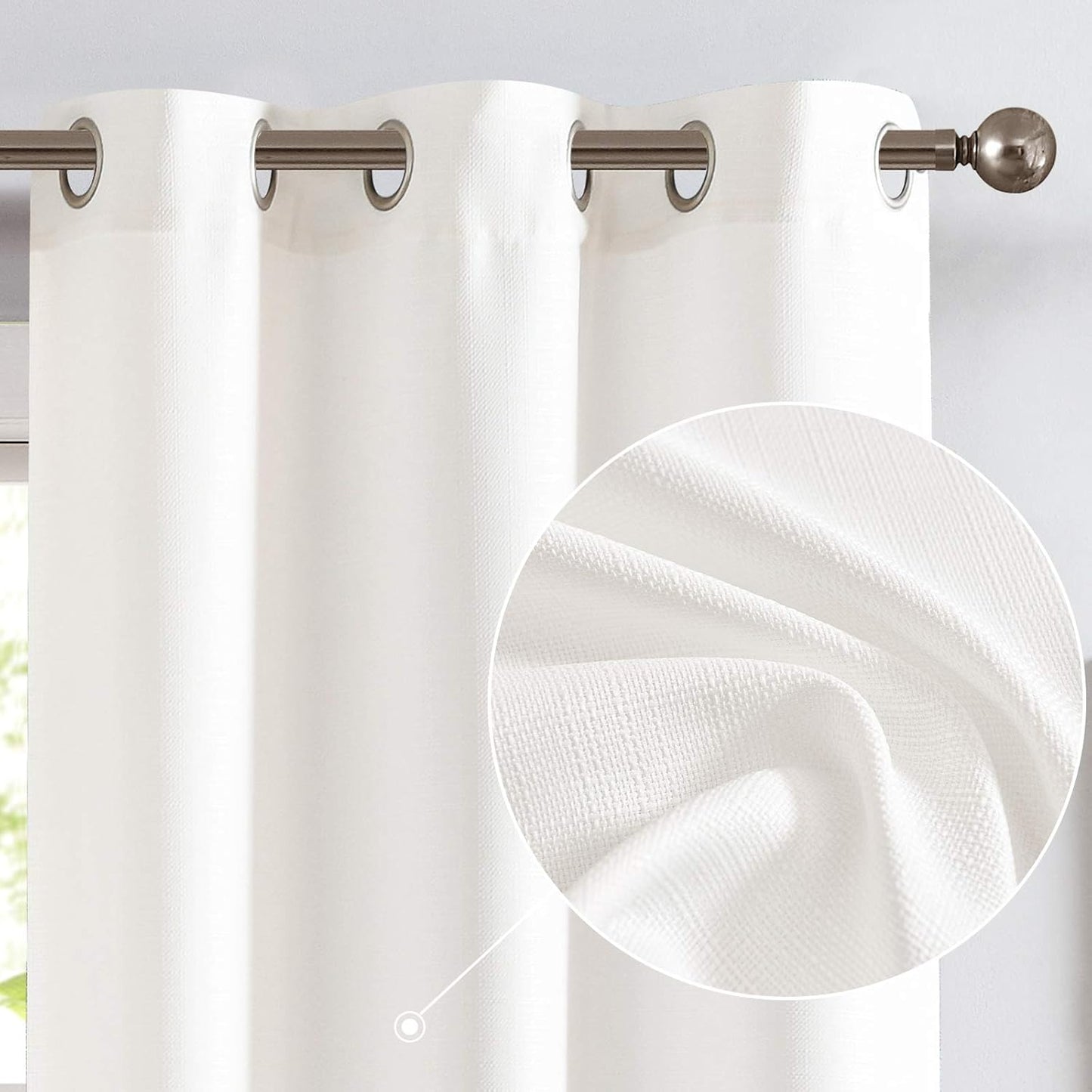 jinchan White Curtains 96 Inches Long for Elegant Living Rooms