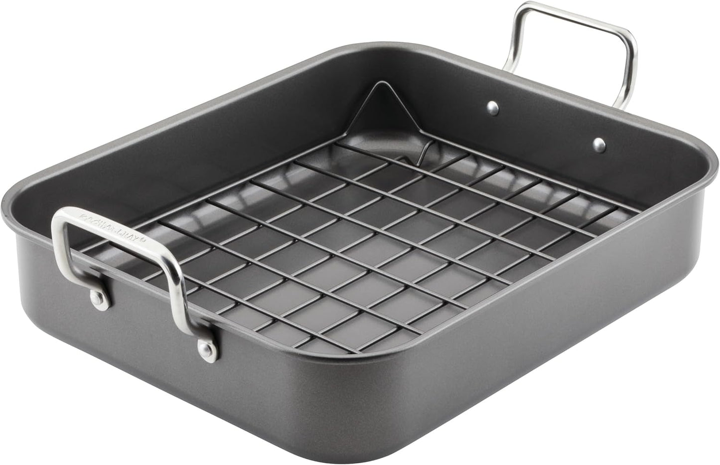 Rachael Ray Nonstick Roaster Pan with Reversible Rack, 16.5 in