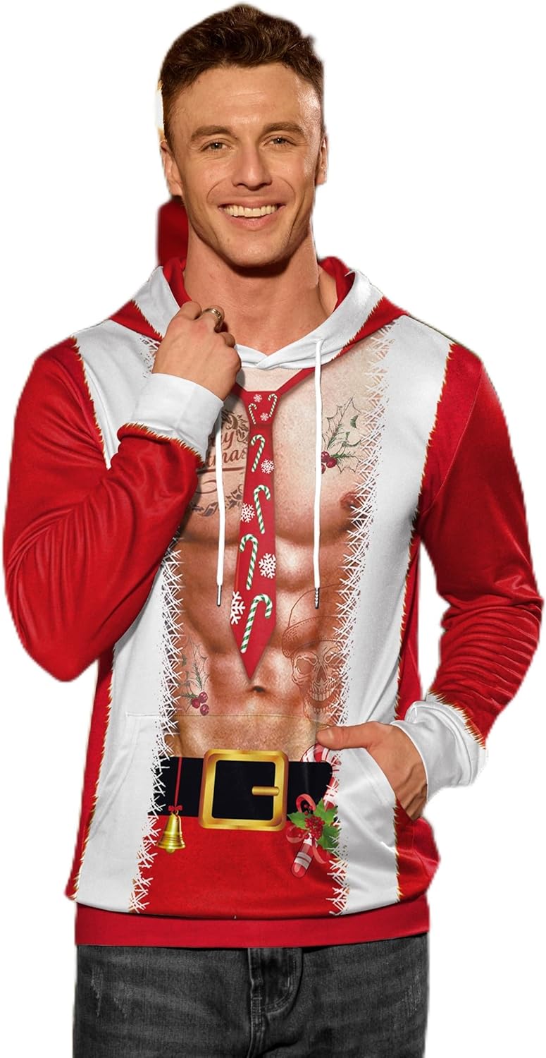 Funny Christmas Hoodies for Men with 3D Printed Graphics