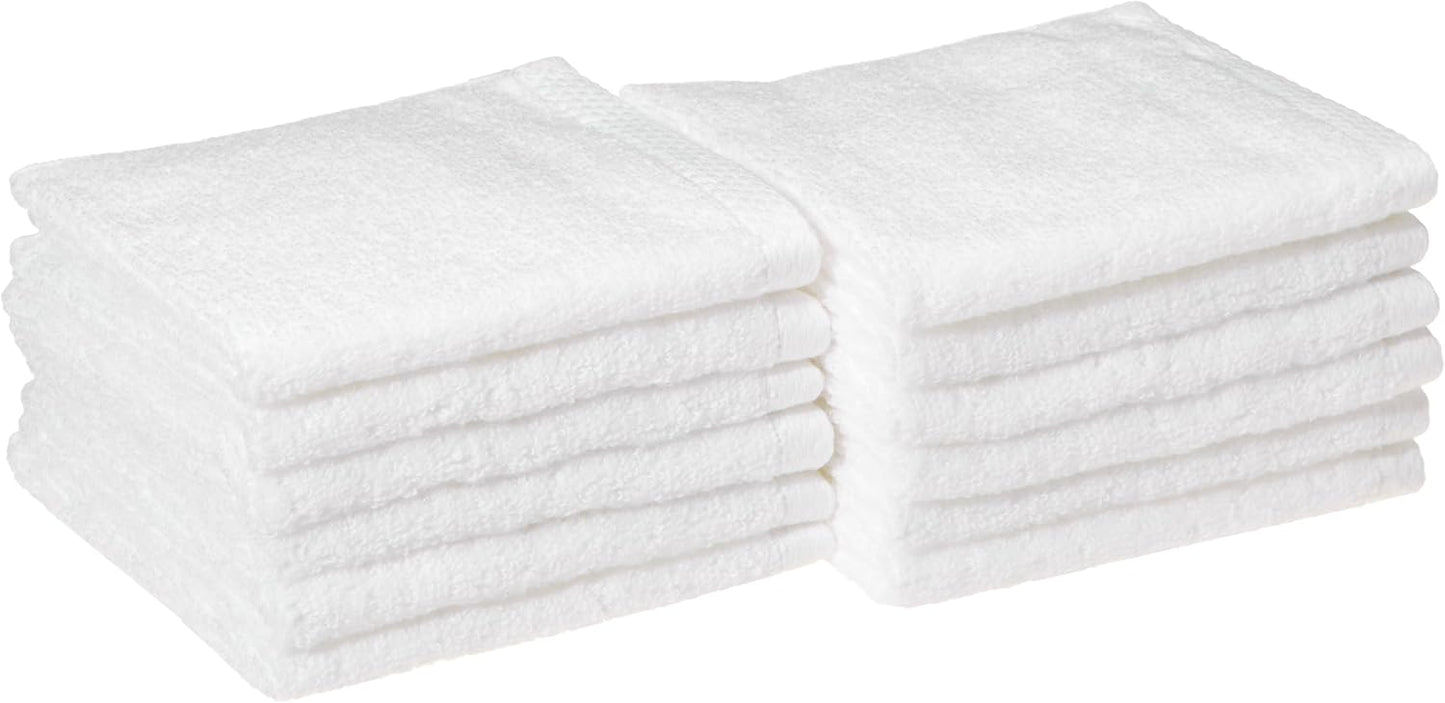 Quick-Dry Cotton Washcloths, 12-Pack, White