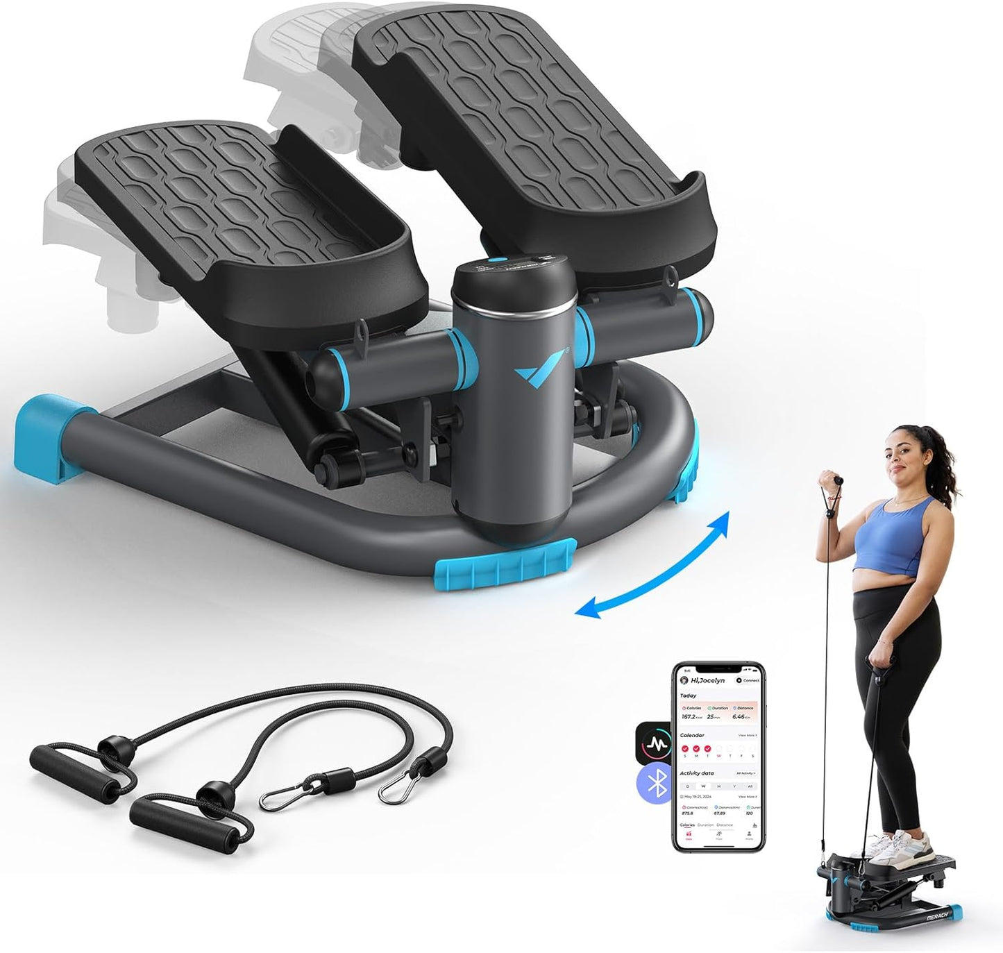 MERACH Mini Stepper for Exercise with Resistance Bands at Home