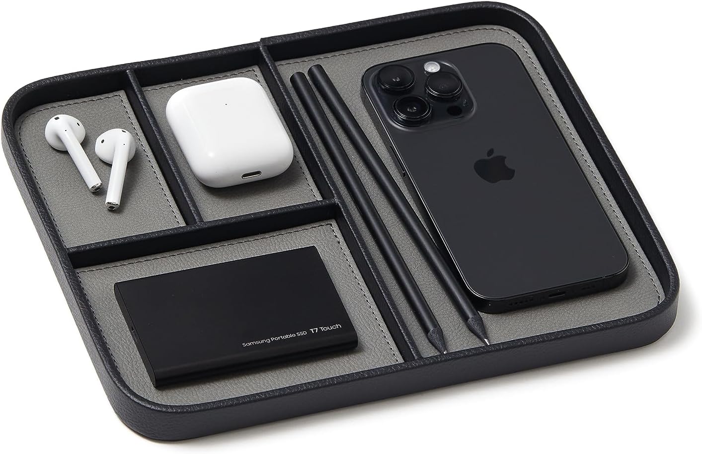 Nordik By Design Leather Valet Tray - Stylish Nightstand Essential