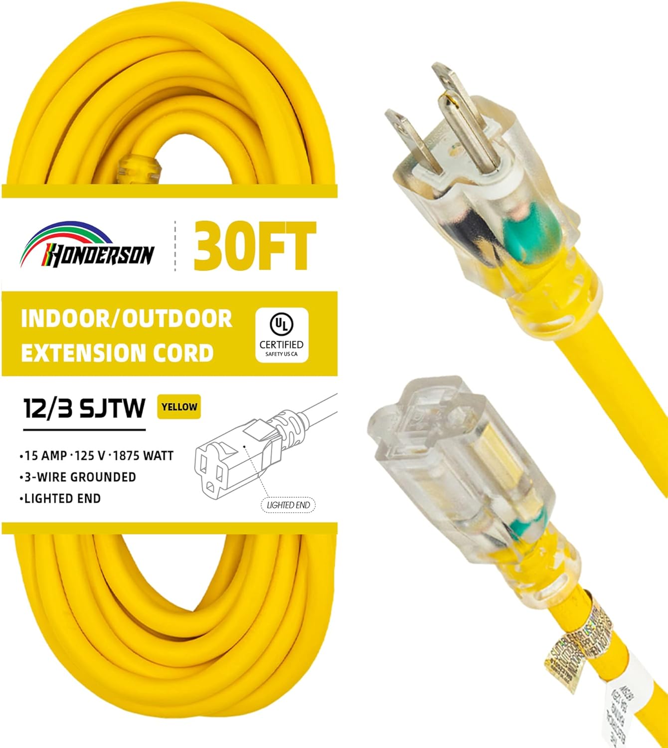 Indoor Outdoor Extension Cord Weatherproof 30FT Heavy Duty