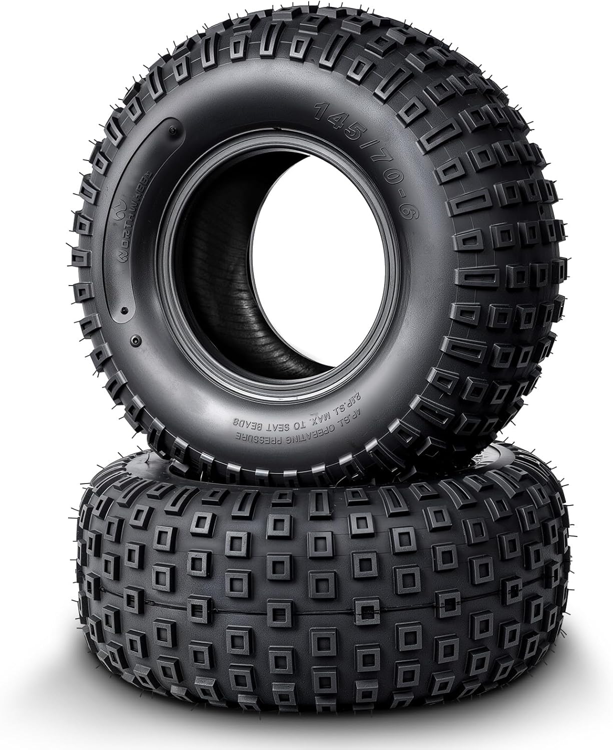 Set of 2 All-Terrain 145/70-6 Knobby Tires for Go Karts