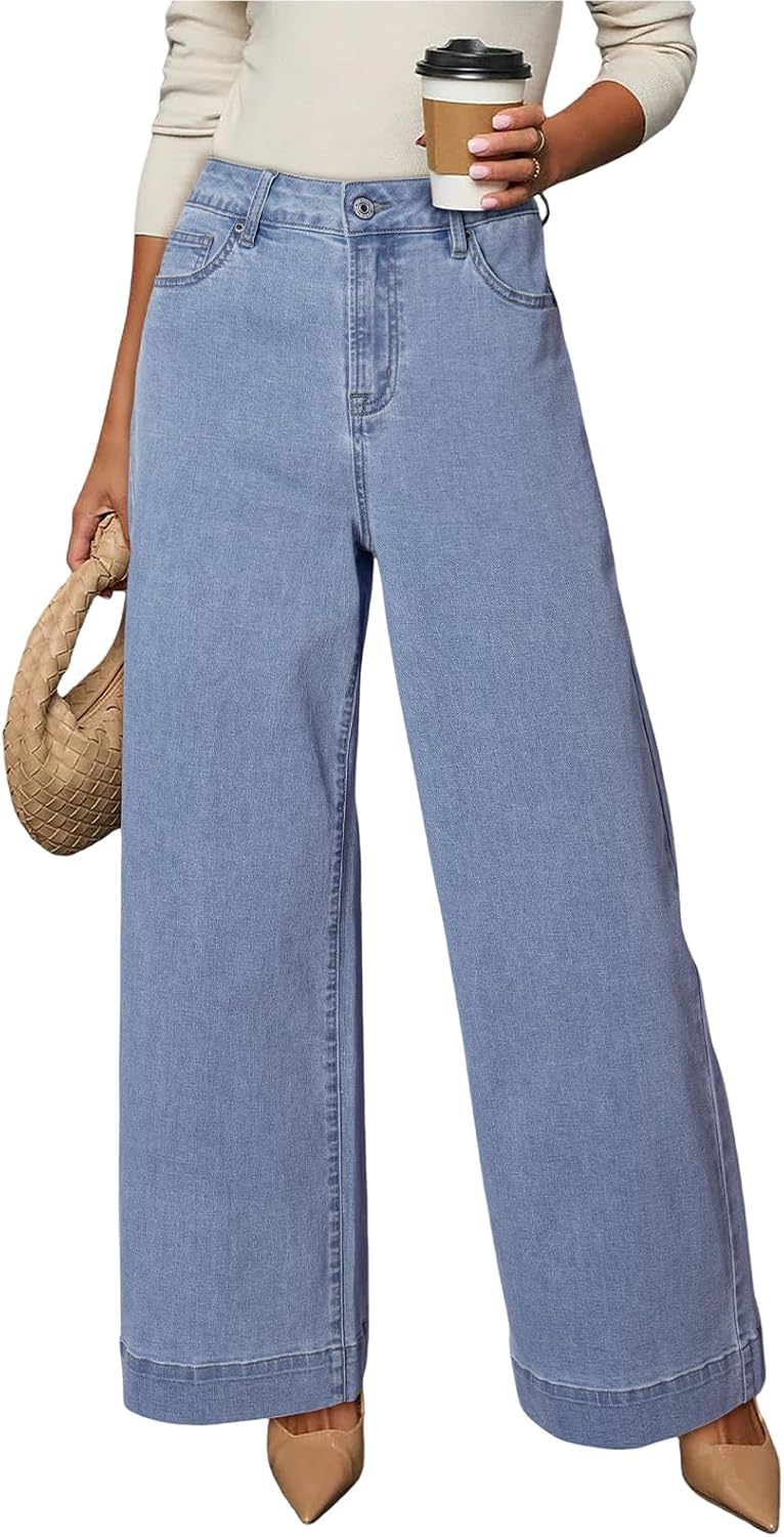 Dokotoo Women's High Waisted Wide Leg Jeans for Casual Style