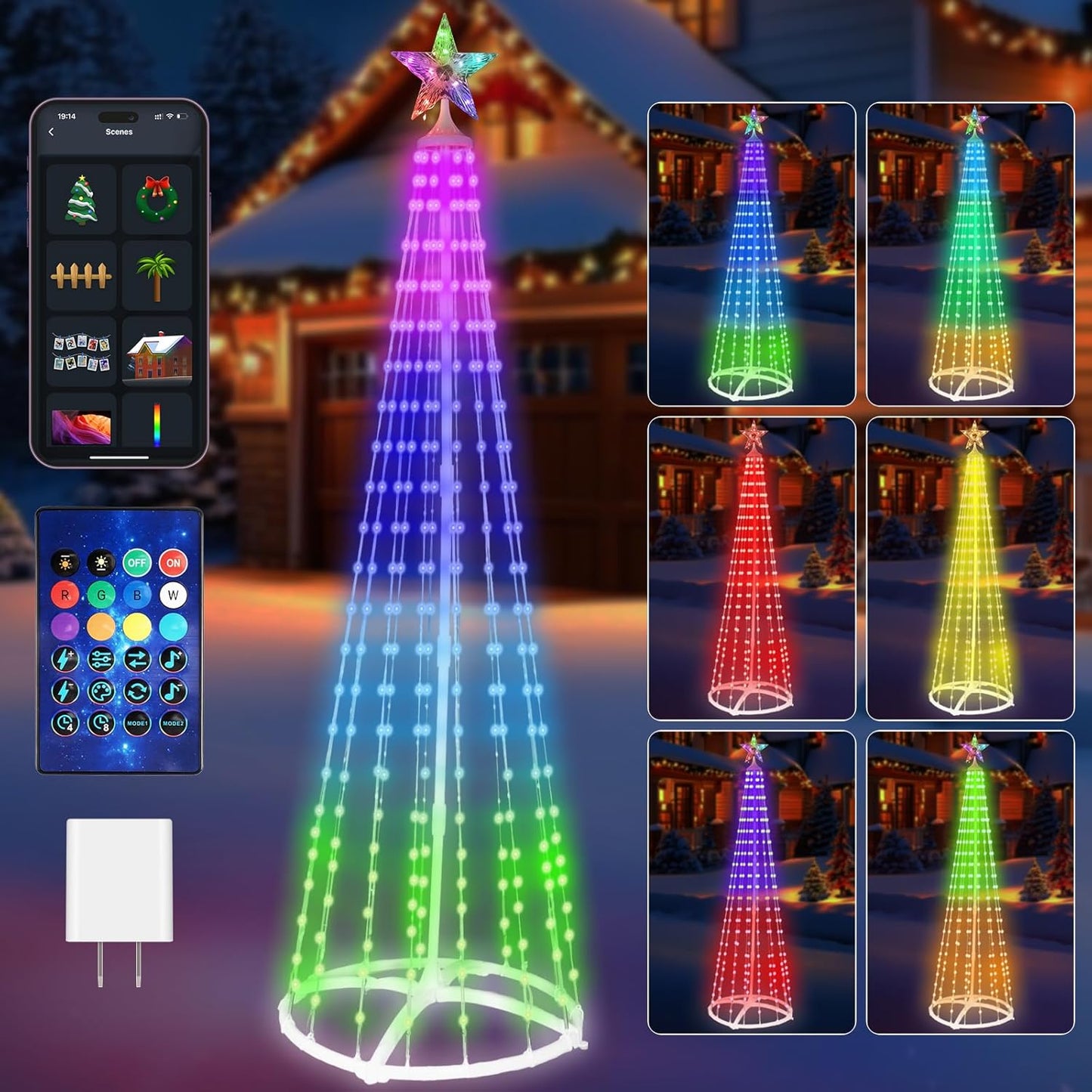 6FT LED Outdoor Christmas Tree Lights for Festive Decor