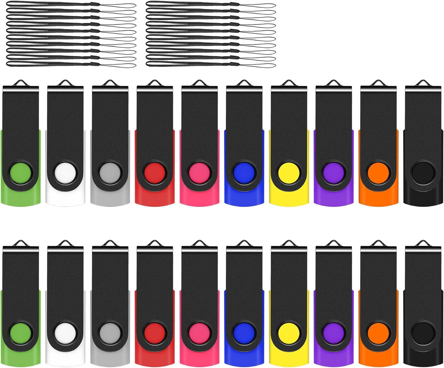 EASTBULL USB Flash Drive Bulk 8GB 20 Pack with Lanyards
